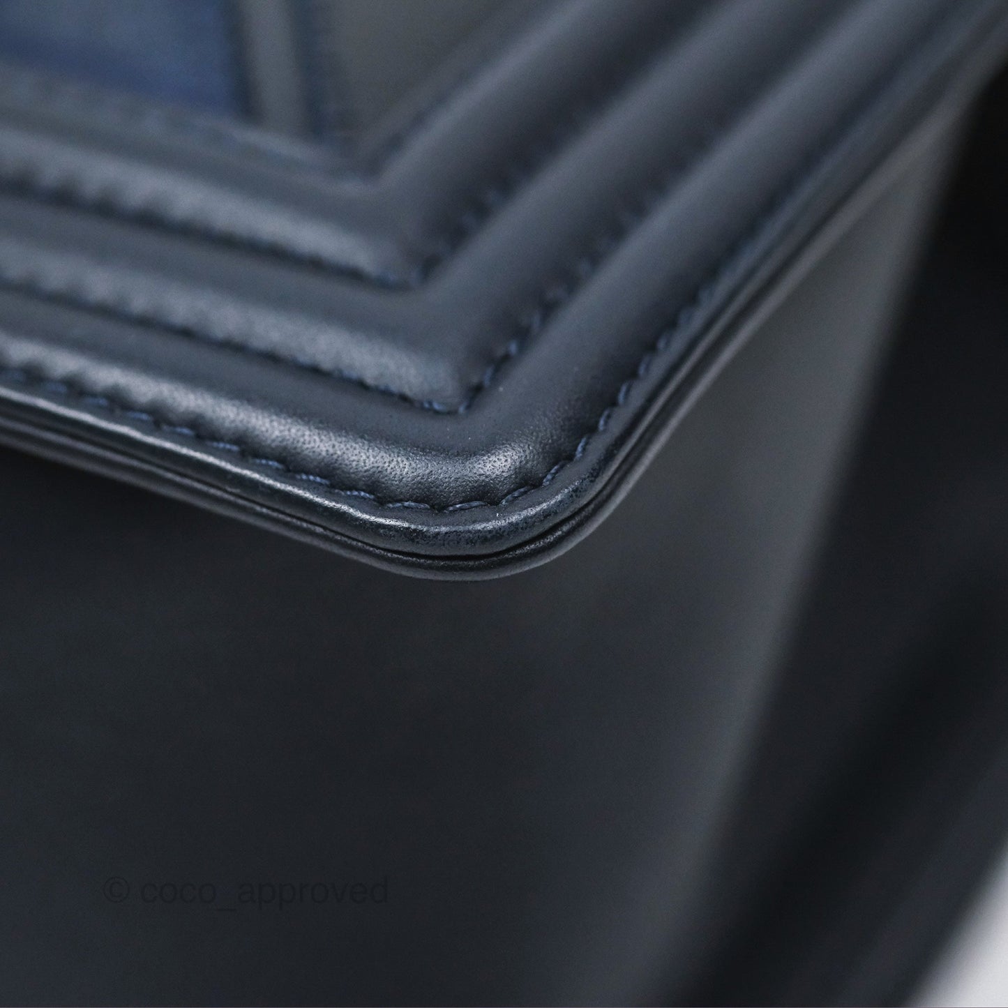 Chanel Medium Boy Chevron Navy Caviar/ Calfskin/ Suede Aged Gold Hardware