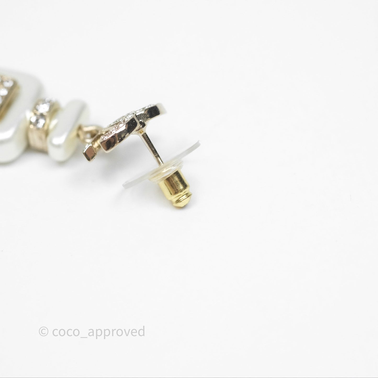Chanel Crystal CC No5 Perfume Bottle Drop Earrings Gold Tone 22S