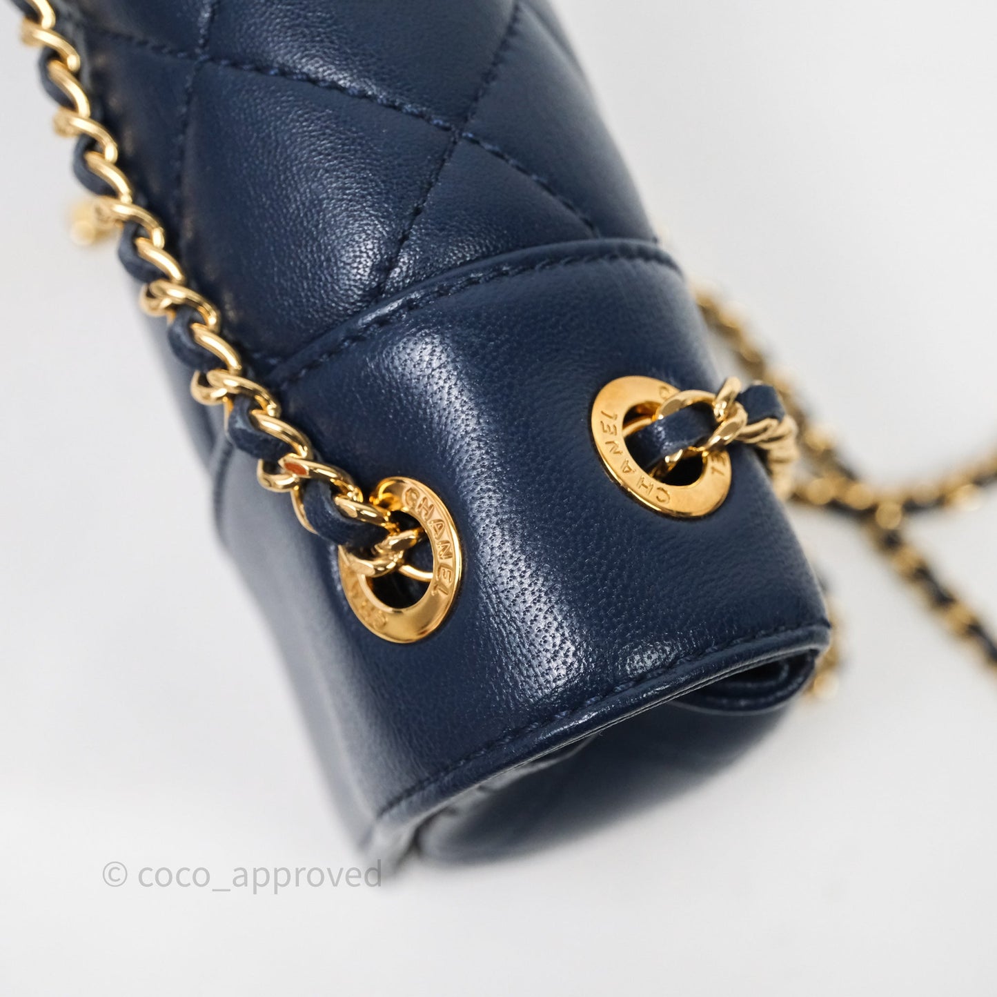 Chanel Mademoiselle Vintage Flap Bag Navy Sheepskin Gold Hardware