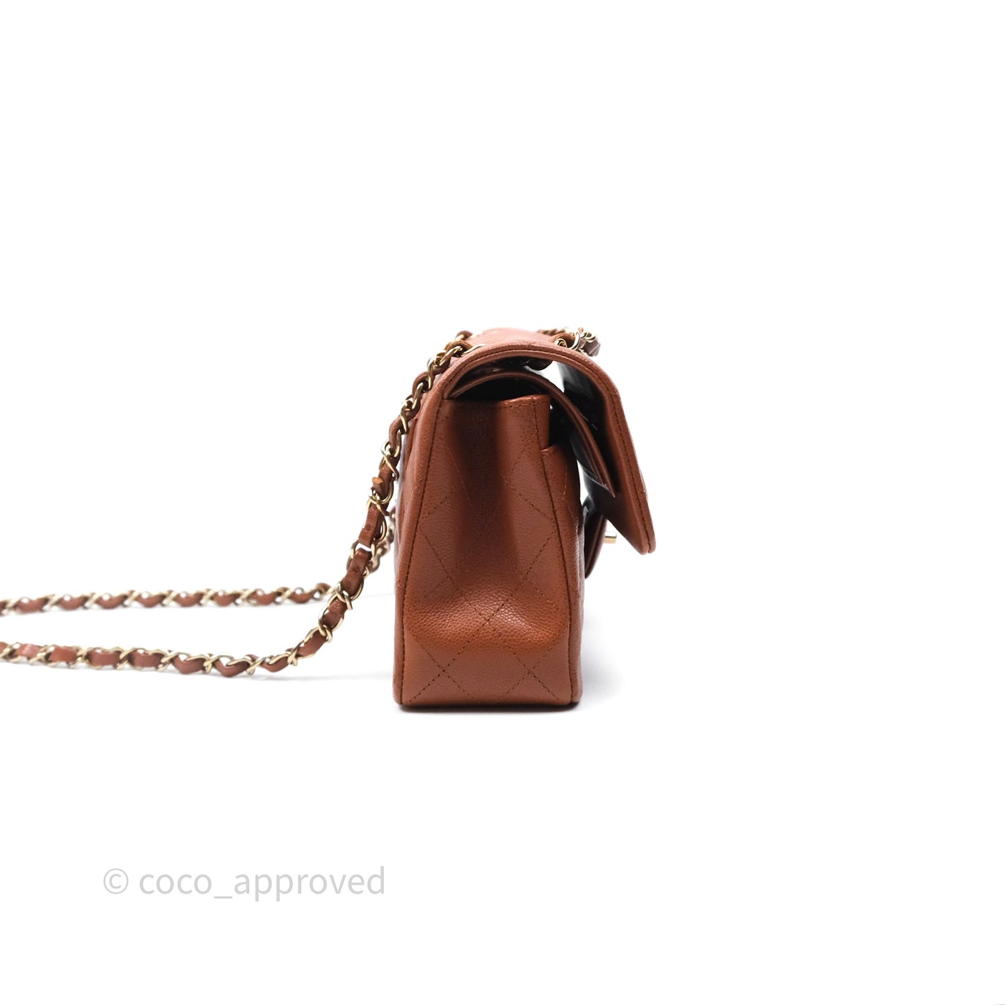 Chanel Small S/M Classic Flap Quilted Brown Caviar Gold Hardware