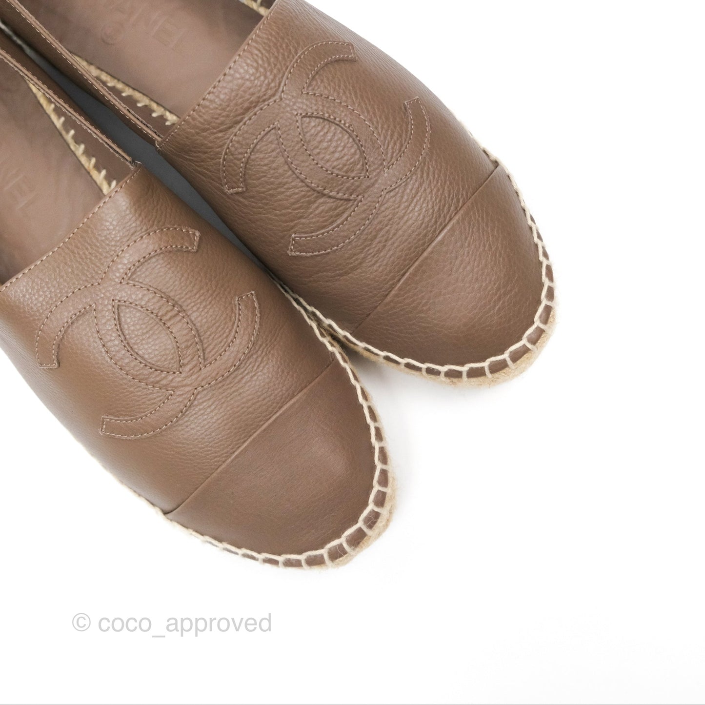 Chanel Espadrille Brown Leather Size 40