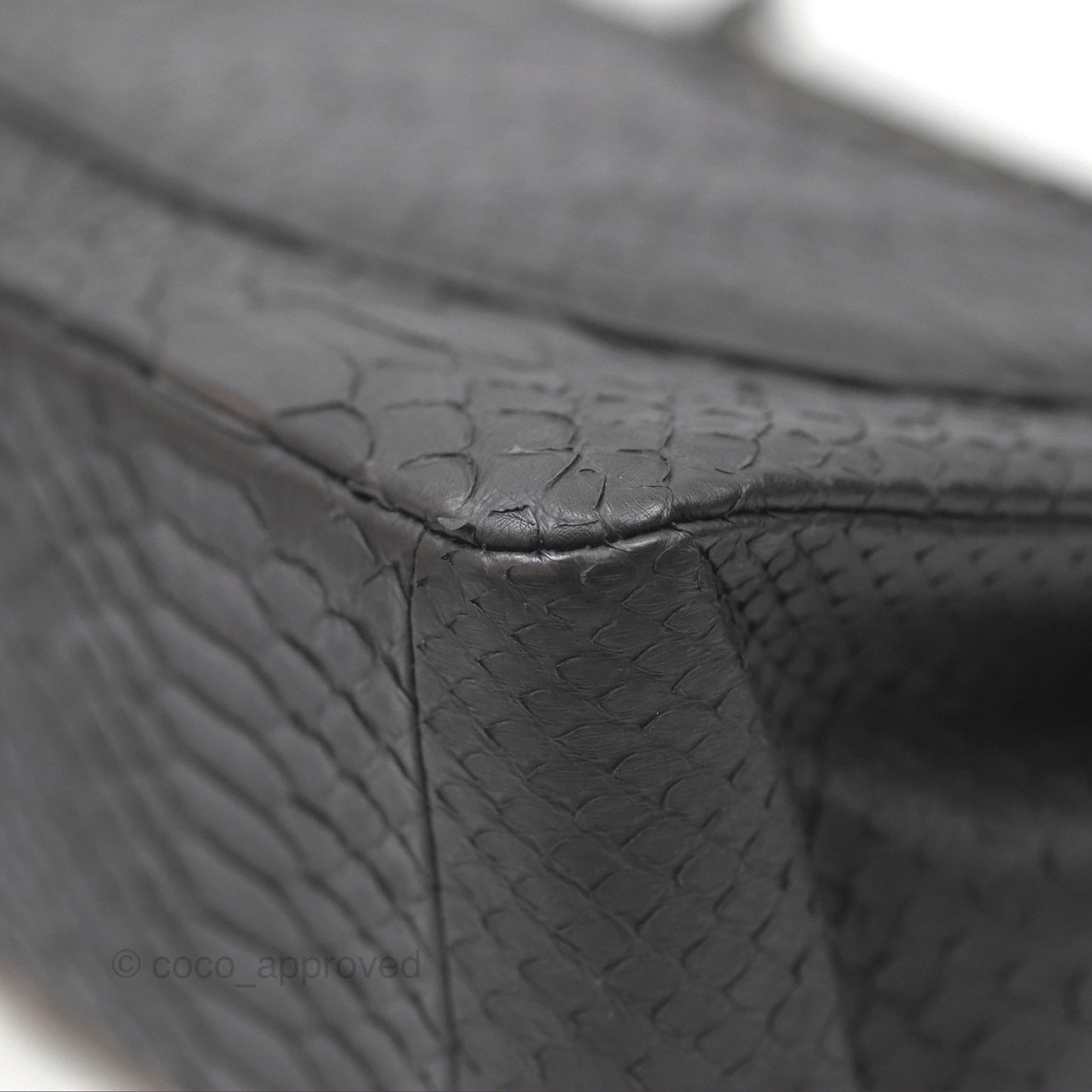 Chanel Maxi Double Flap Black Python Matte Black Hardware