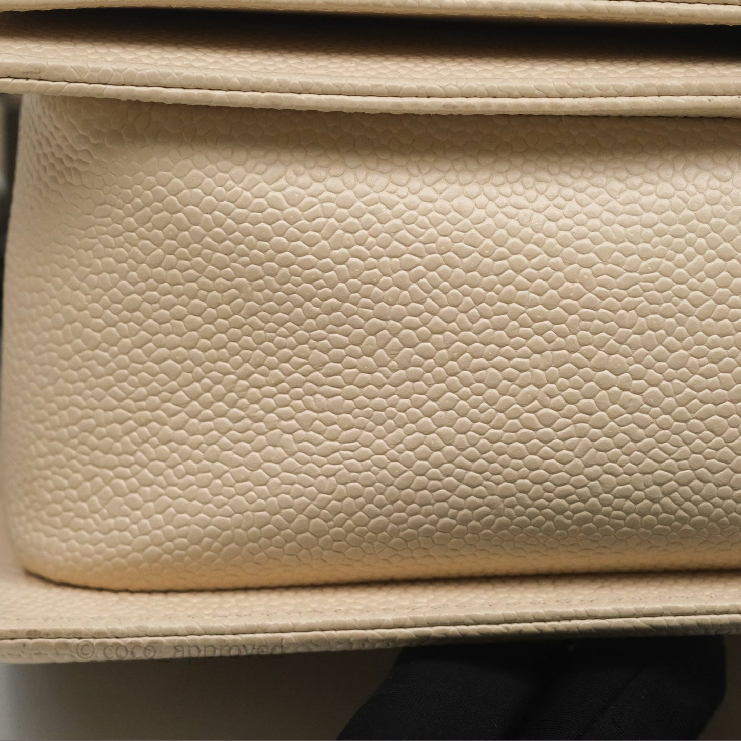 Chanel Medium Boy Chevron Beige Caviar Ruthenium Hardware