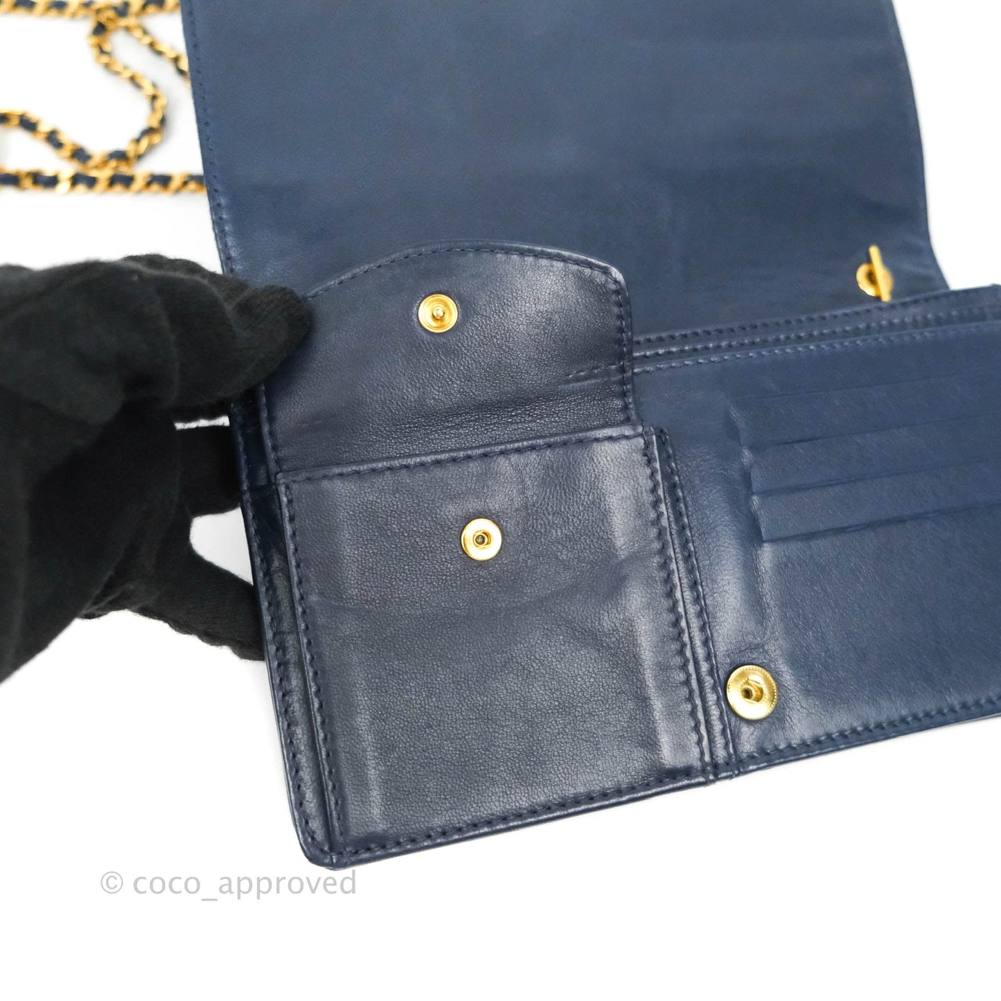 Chanel Vintage Denim Wallet On Chain WOC Gold Hardware