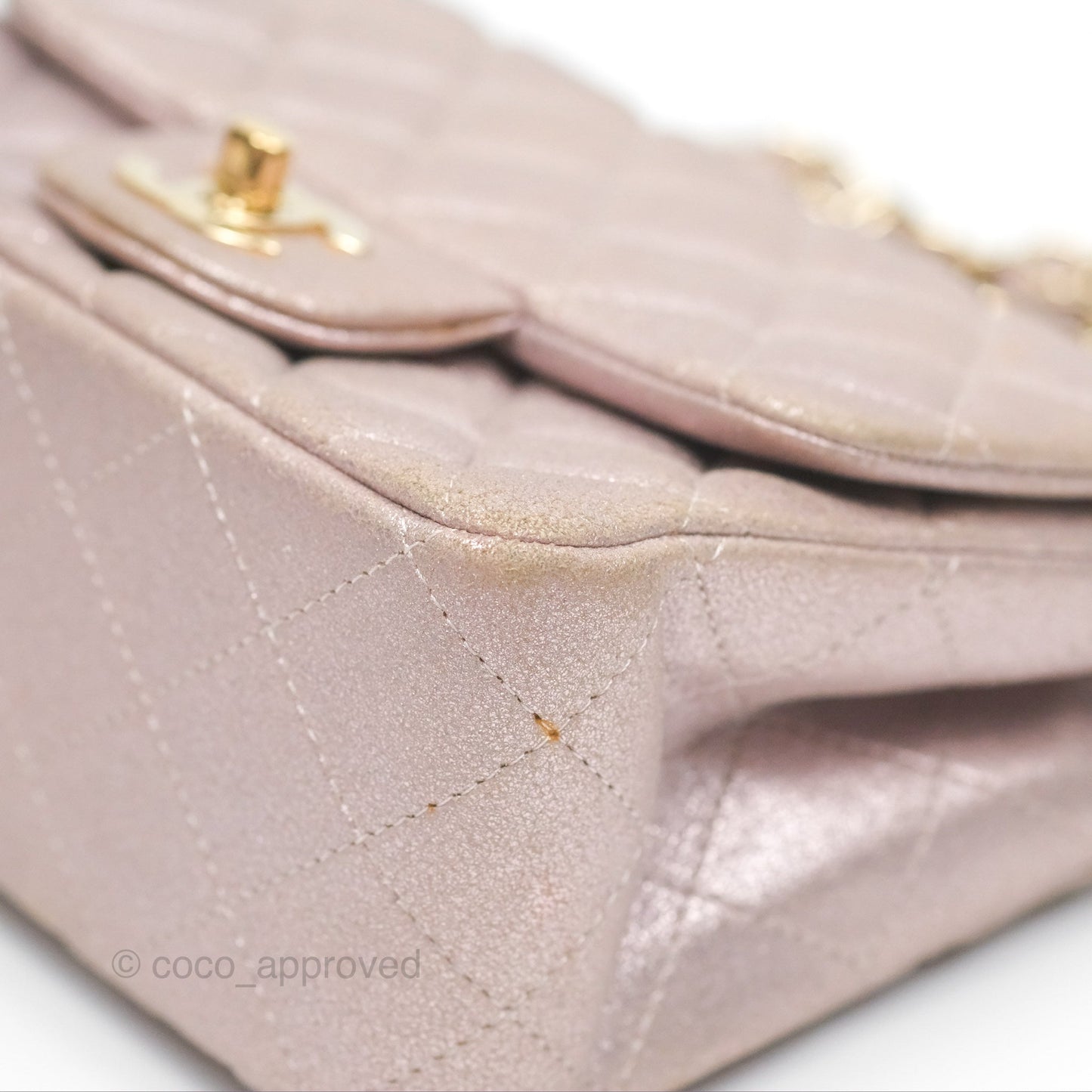 Chanel Mini Square Metallic Rose Gold Goatskin Gold Hardware 14B