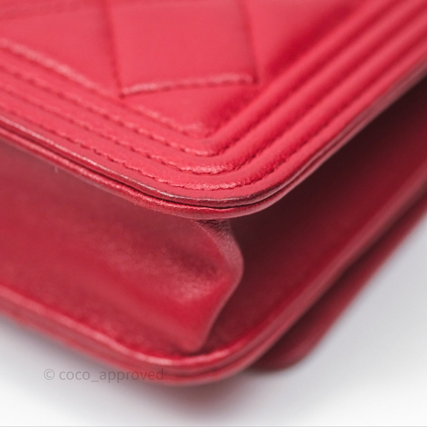 Chanel Boy Wallet on Chain WOC Red Lambskin Ruthenium Hardware