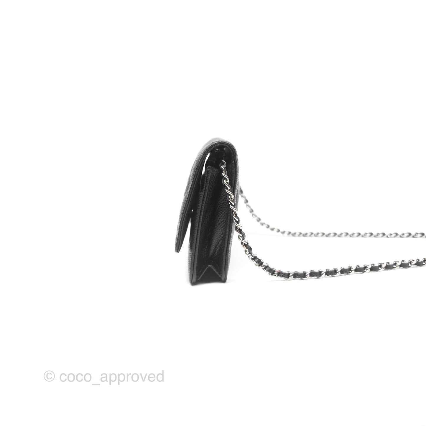 Chanel Quilted Classic Wallet On Chain WOC Black Caviar Silver Hardware