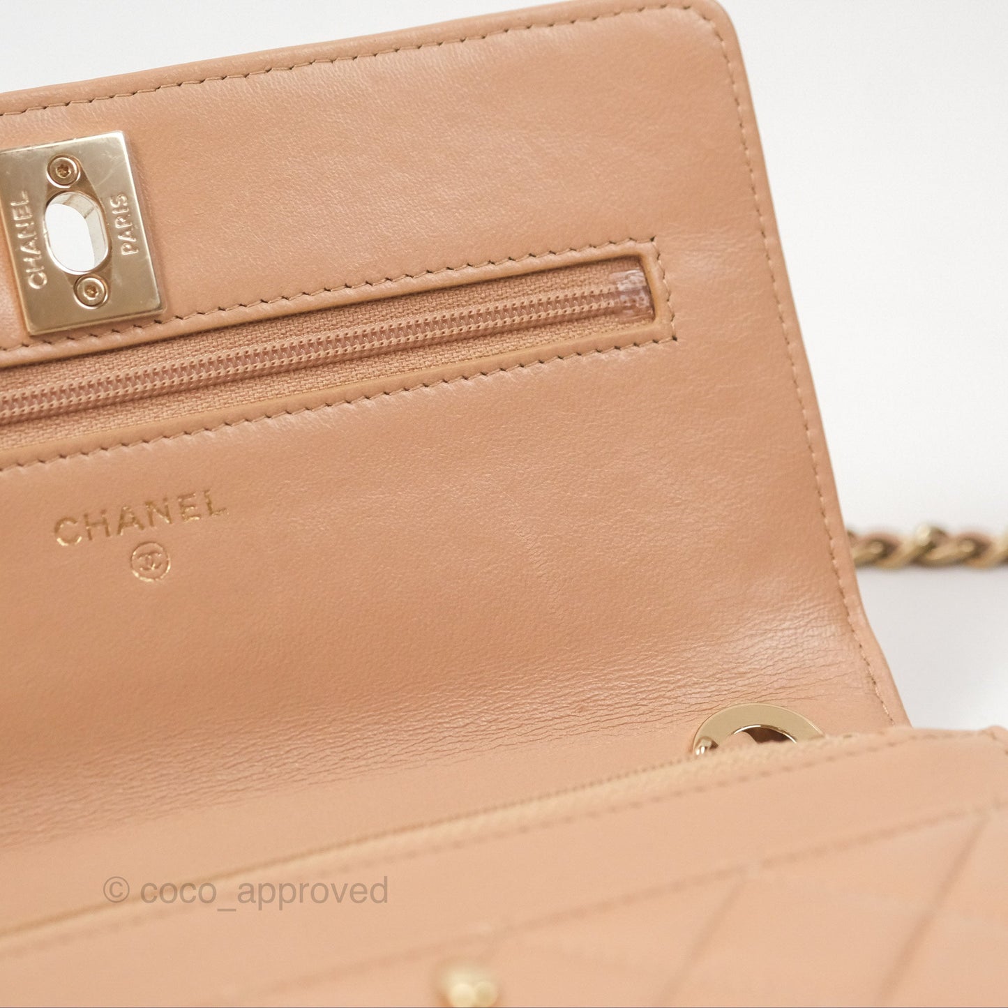 Chanel Trendy CC WOC Quilted Beige Lambskin Gold Hardware