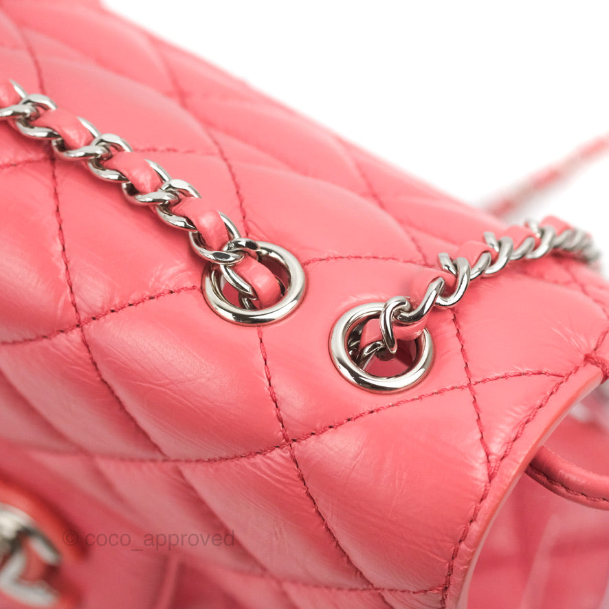 Chanel Aquarium PVC Coral Pink Crumpled Calfskin Silver Hardware