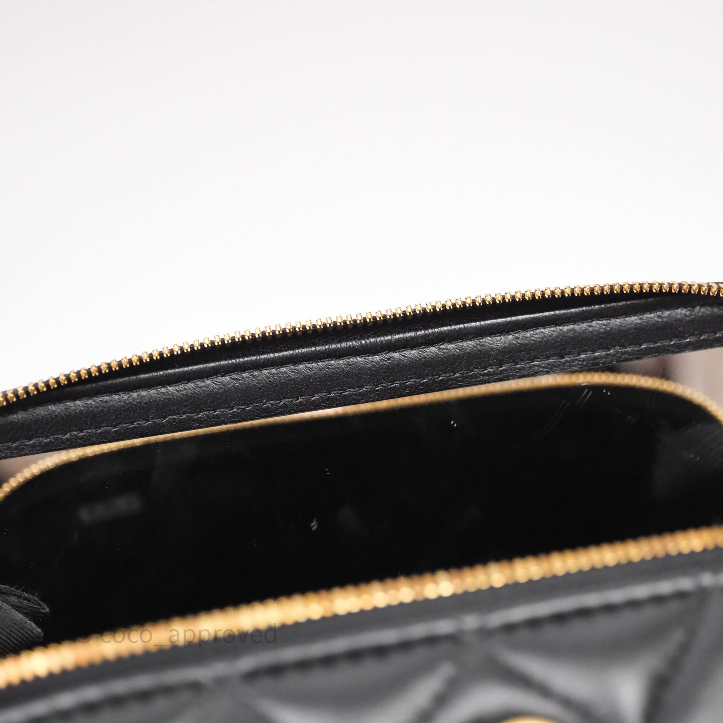 Chanel Vanity With COCO Heart Chain Black Lambskin Aged Gold Hardware