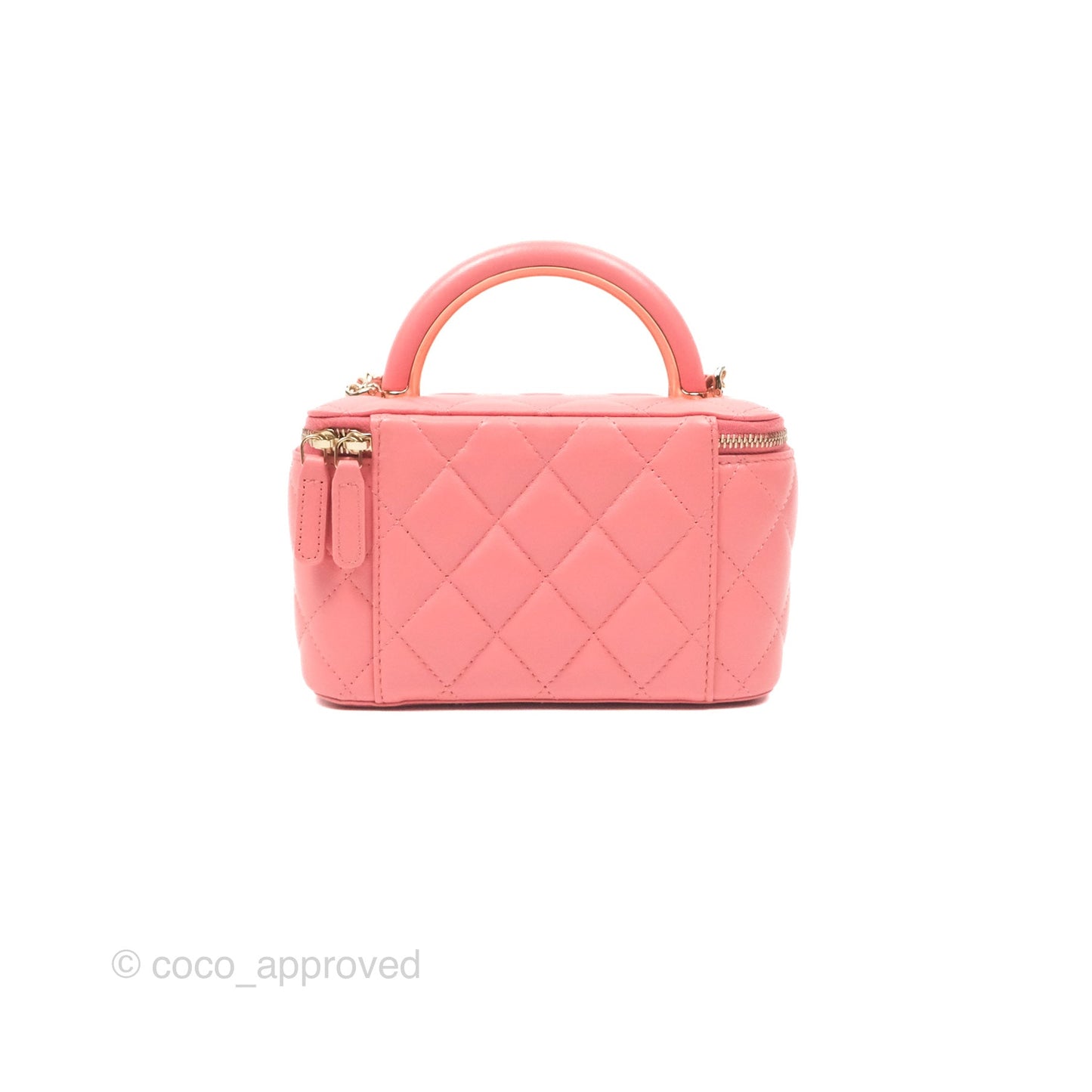 Chanel Vanity Rectangular Top Handle Pink Lambskin Gold Hardware