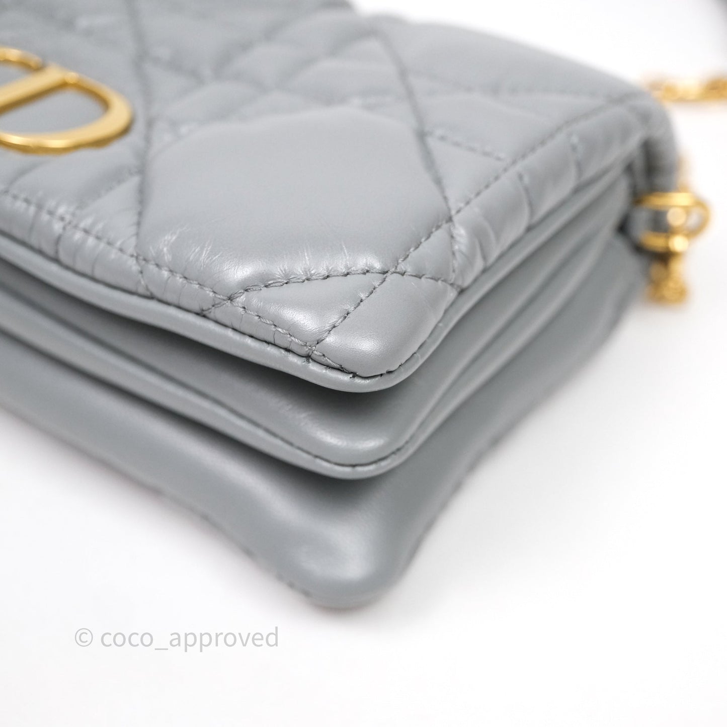 Christian Dior Mini Caro Bag Grey Macrocannage