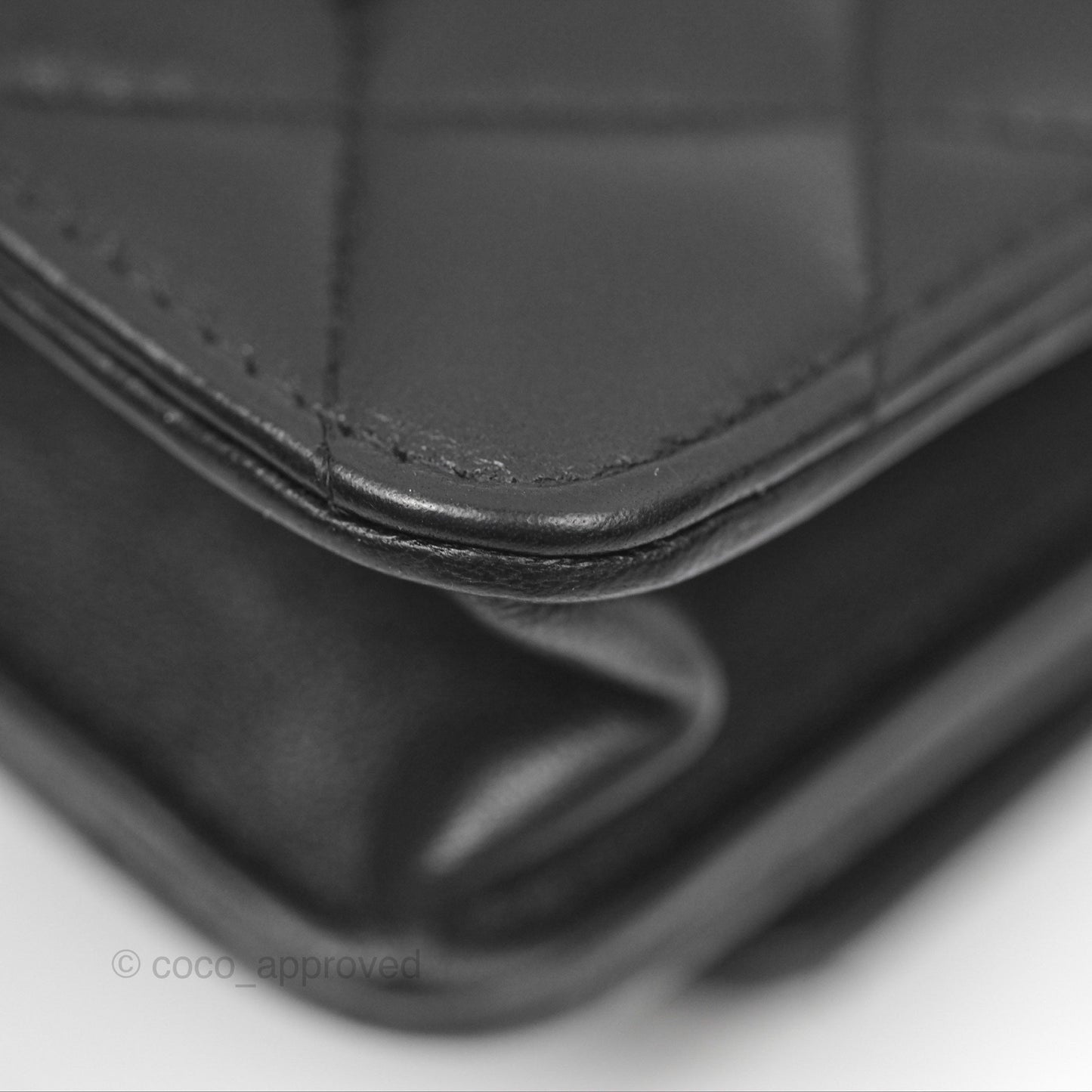 Chanel Gradient CC Wallet On Chain WOC Black Lambskin Silver Hardware 23K