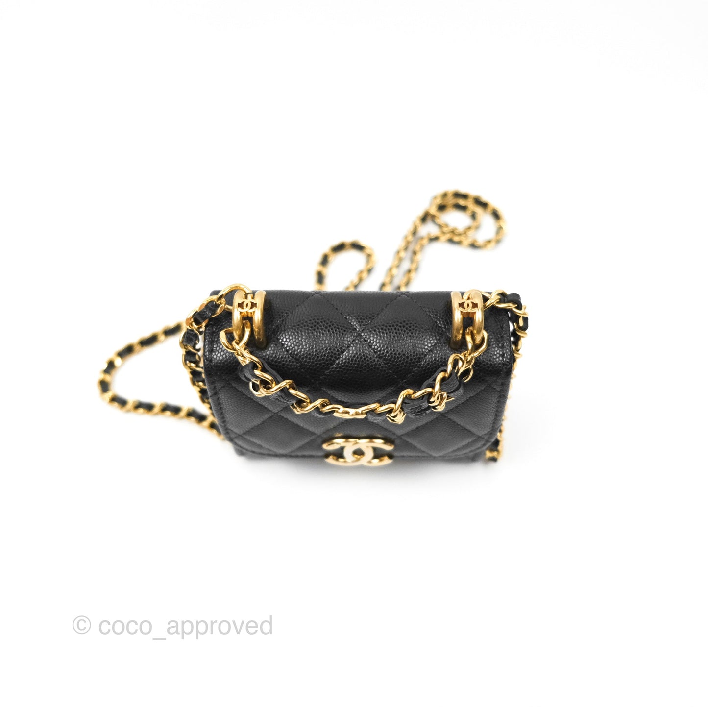 Chanel Coco First Mini Clutch On Chain Black Caviar Gold Hardware 22K