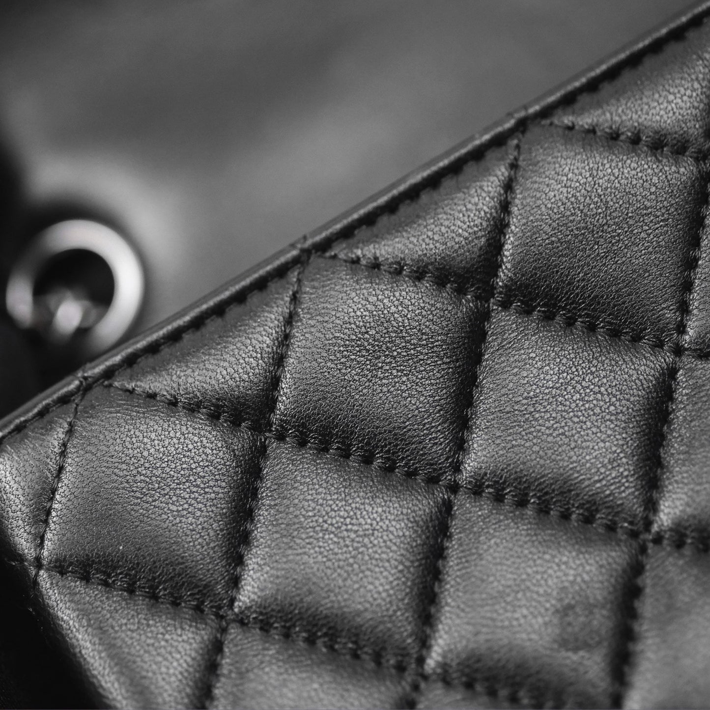 Chanel Quilted Mini Rectangular Flap Black Lambskin Silver Hardware