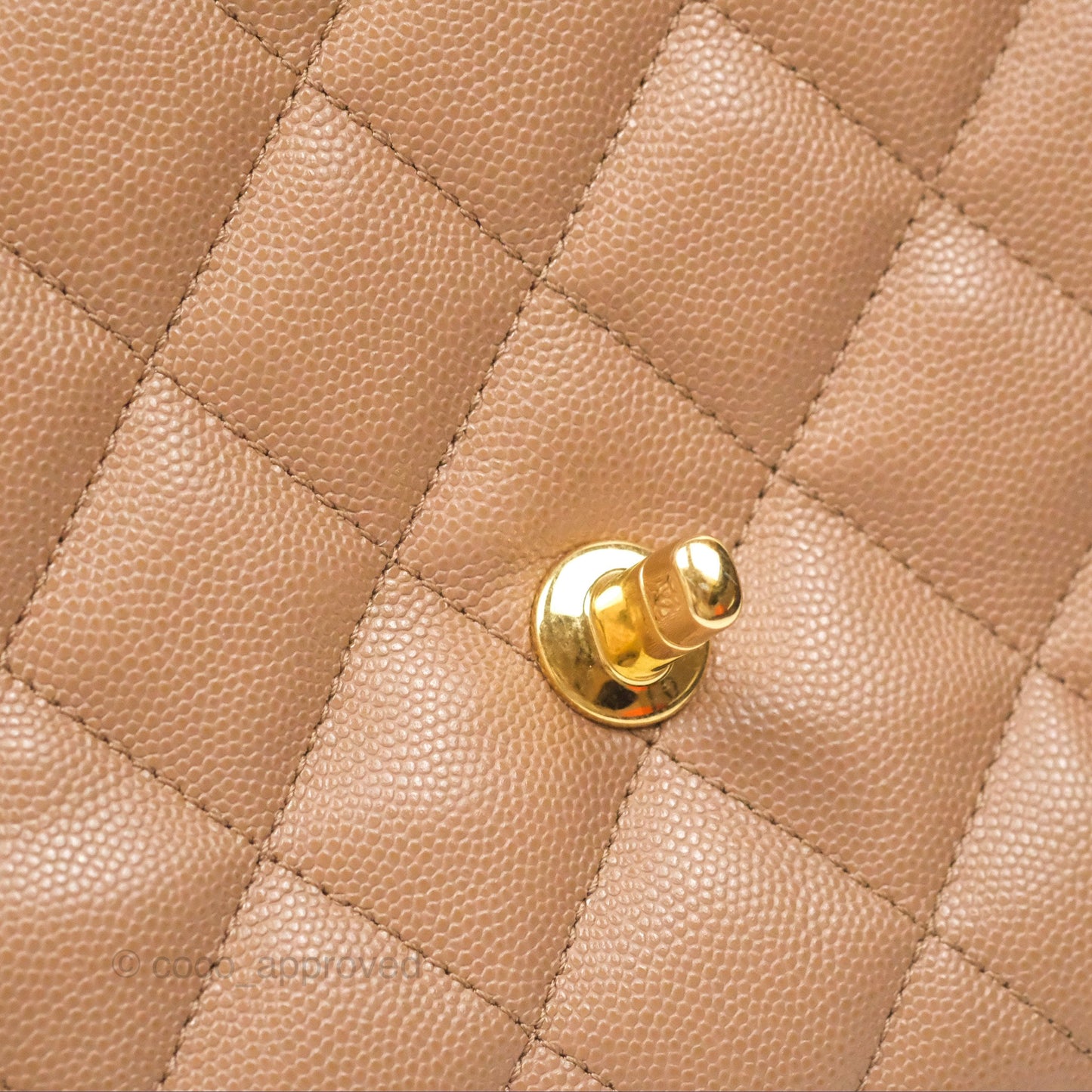 Chanel Coco First Dark Beige Flap Bag Caviar Gold Hardware 22K