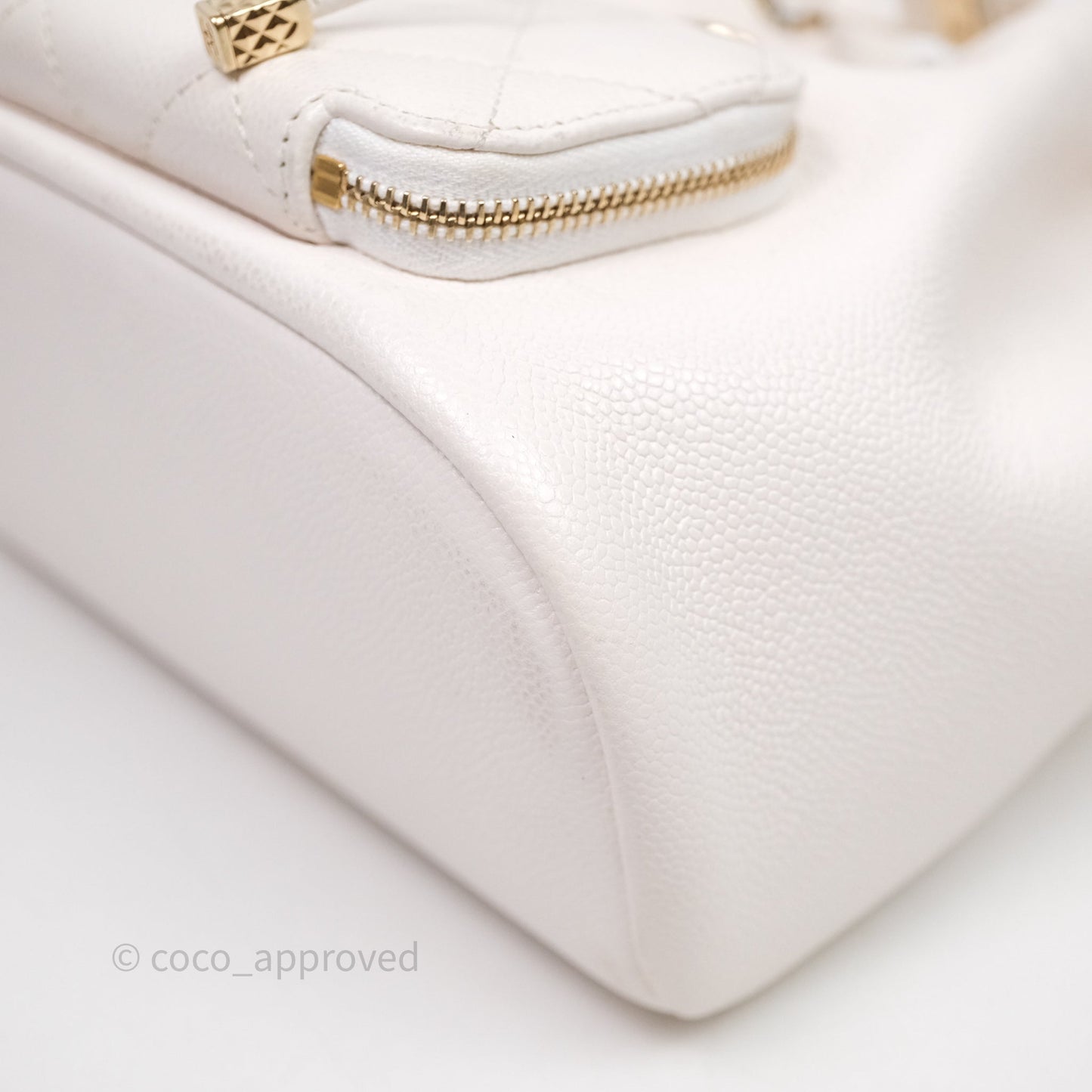 Chanel Business Affinity Drawstring Bucket Bag White Caviar Gold Hardware