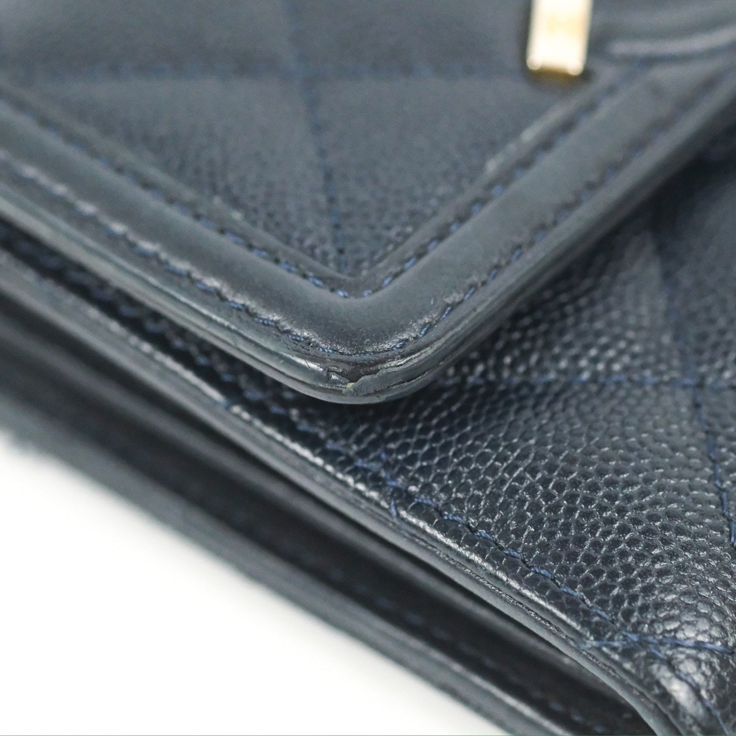 Chanel CC Filigree Small Flap Wallet Navy Caviar Gold Hardware
