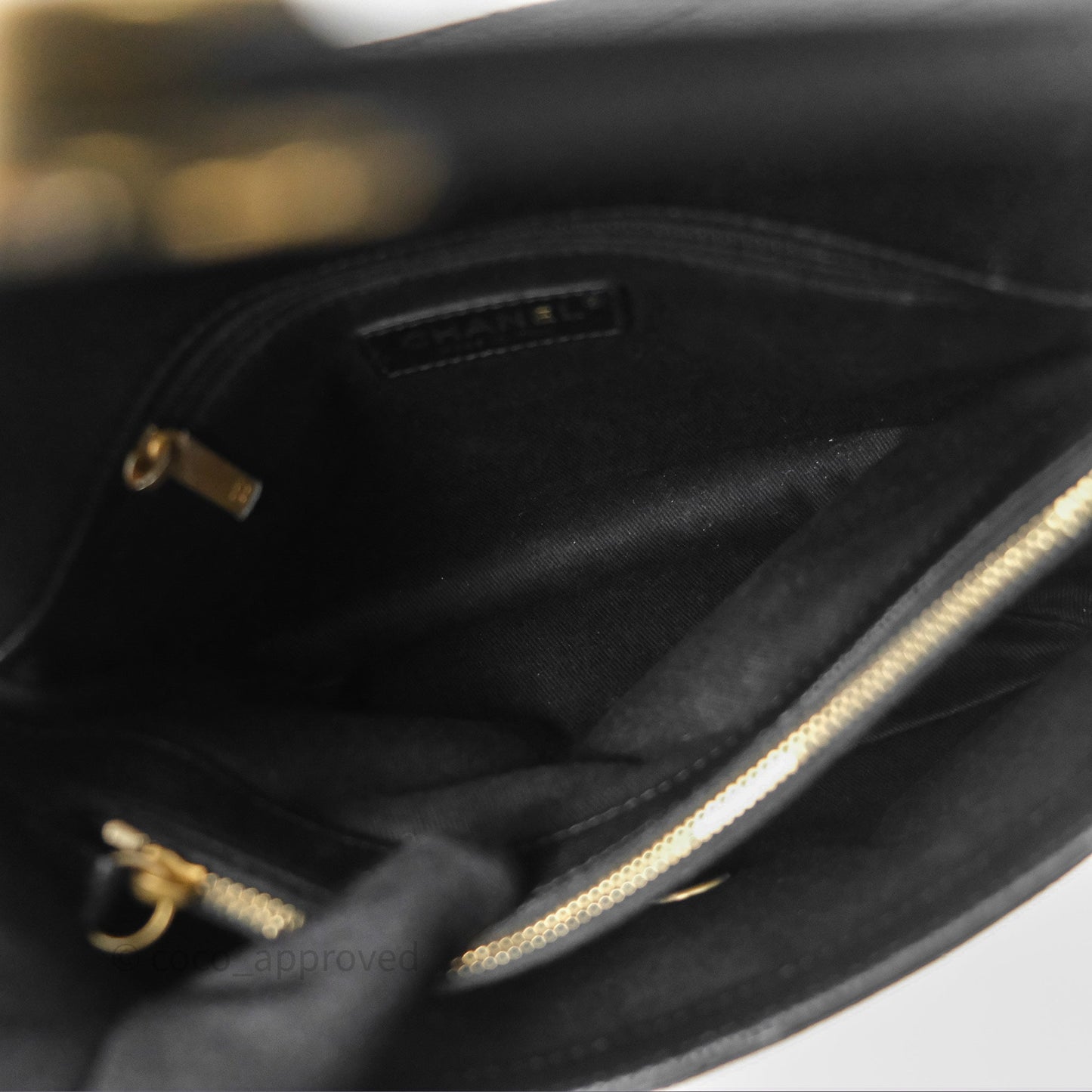 Chanel Small Chic Affinity Grained Calfskin Black Aged Gold Hardware
