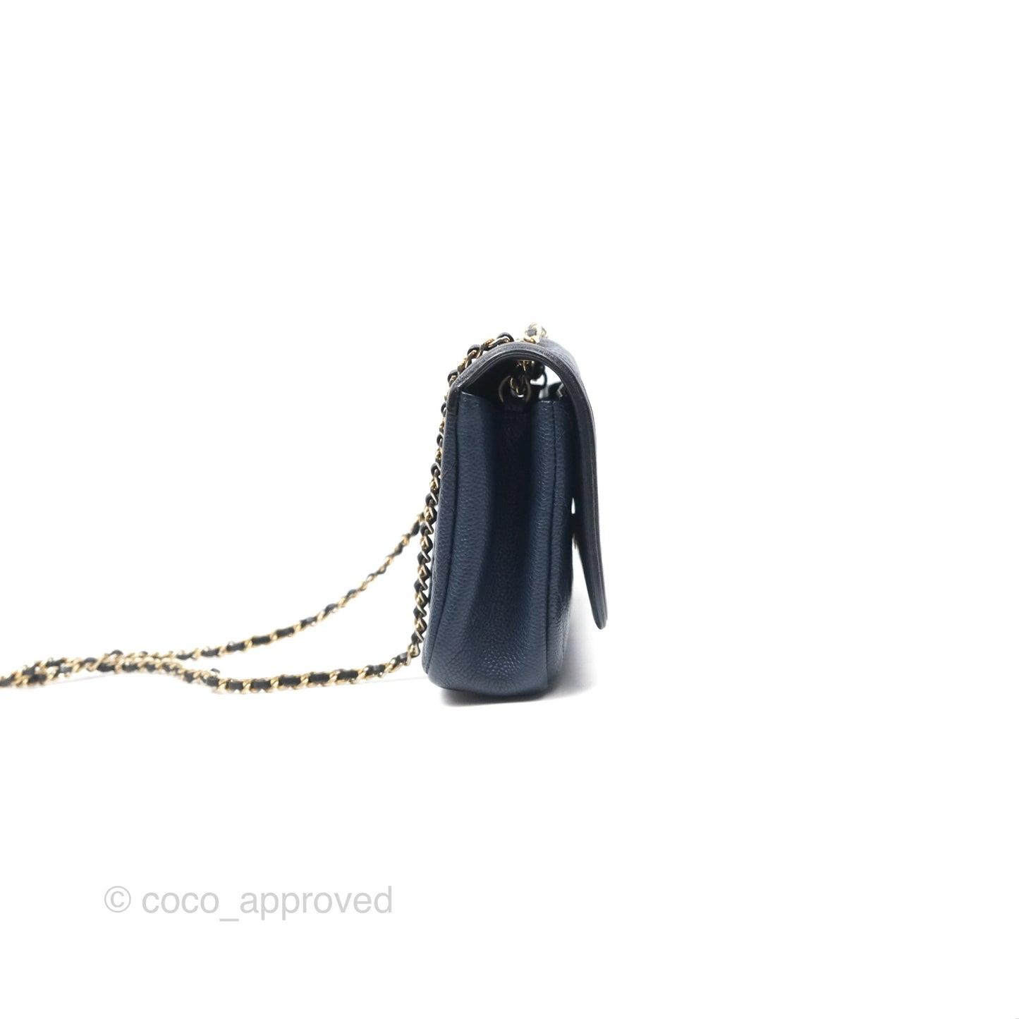 Chanel Small CC Filigree Flap Quilted Navy Black Caviar Aged Gold Hardware