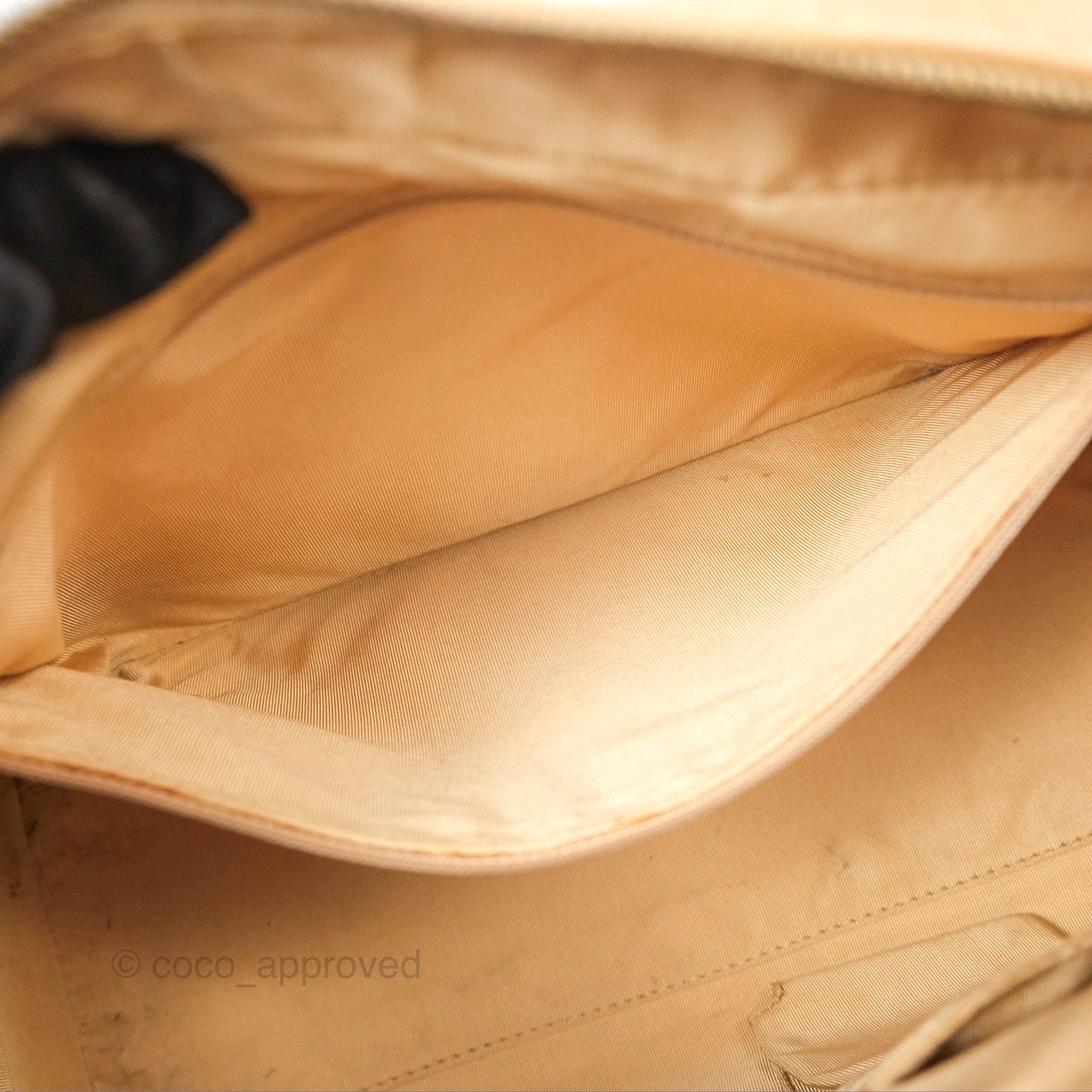 Chanel Contrast Stitch Surpique Bowler Bag Beige Calfskin Matte Black Hardware