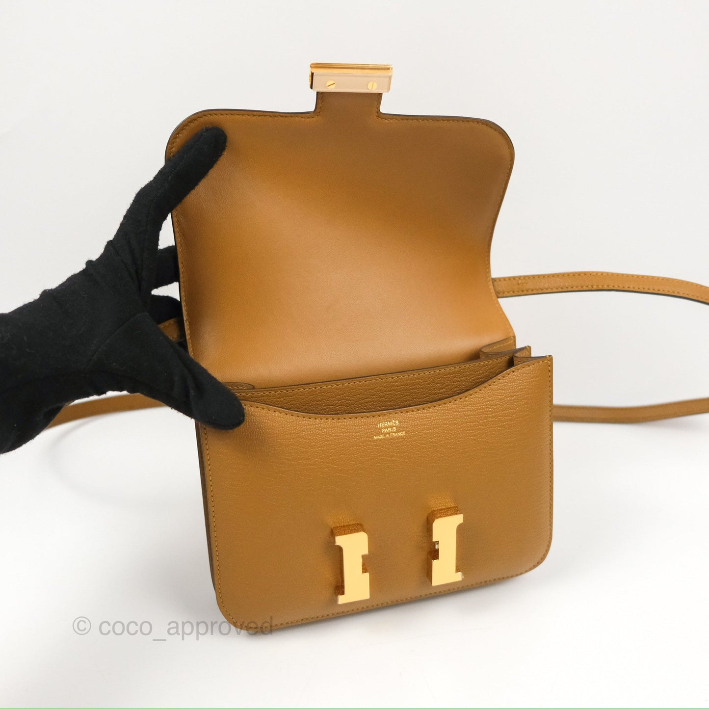 Hermès Constance Mini 18cm Kraft Chevre Mysore Gold Hardware