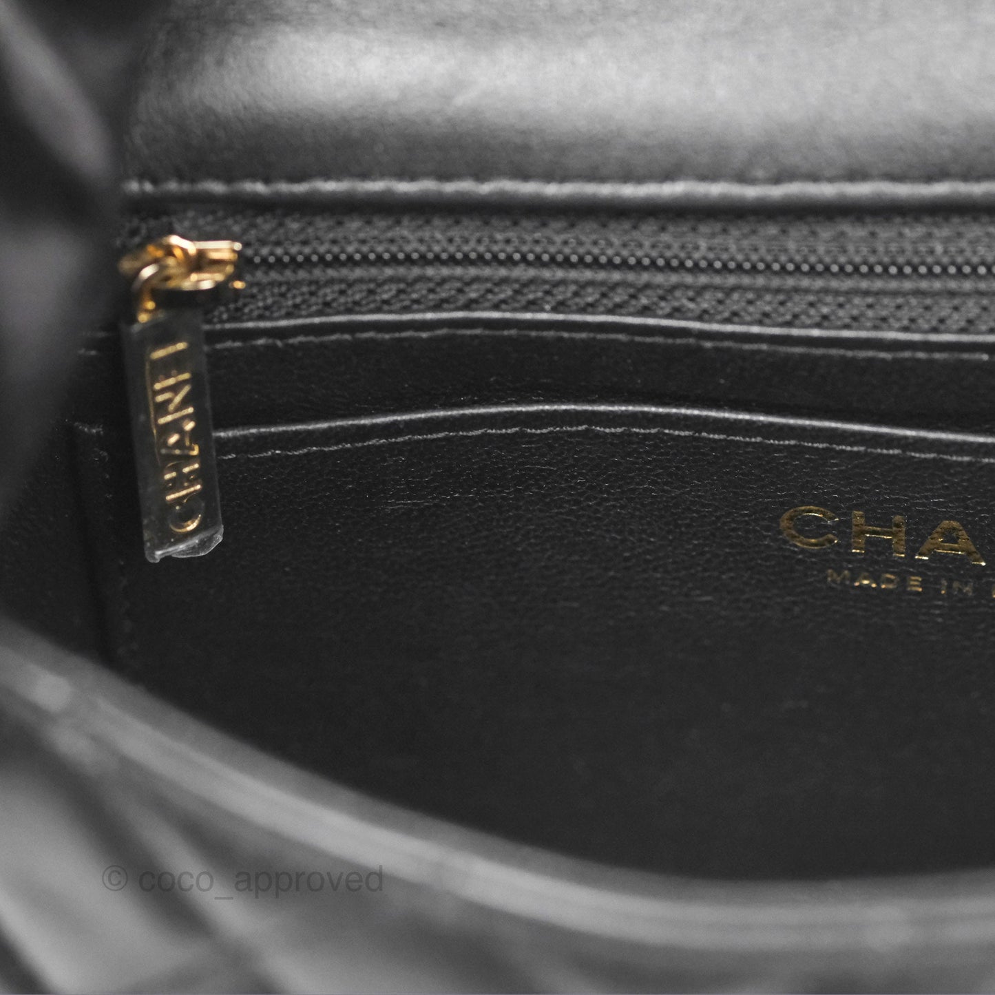 Chanel Mini Rectangular Flap Quilted Black Lambskin Gold Hardware
