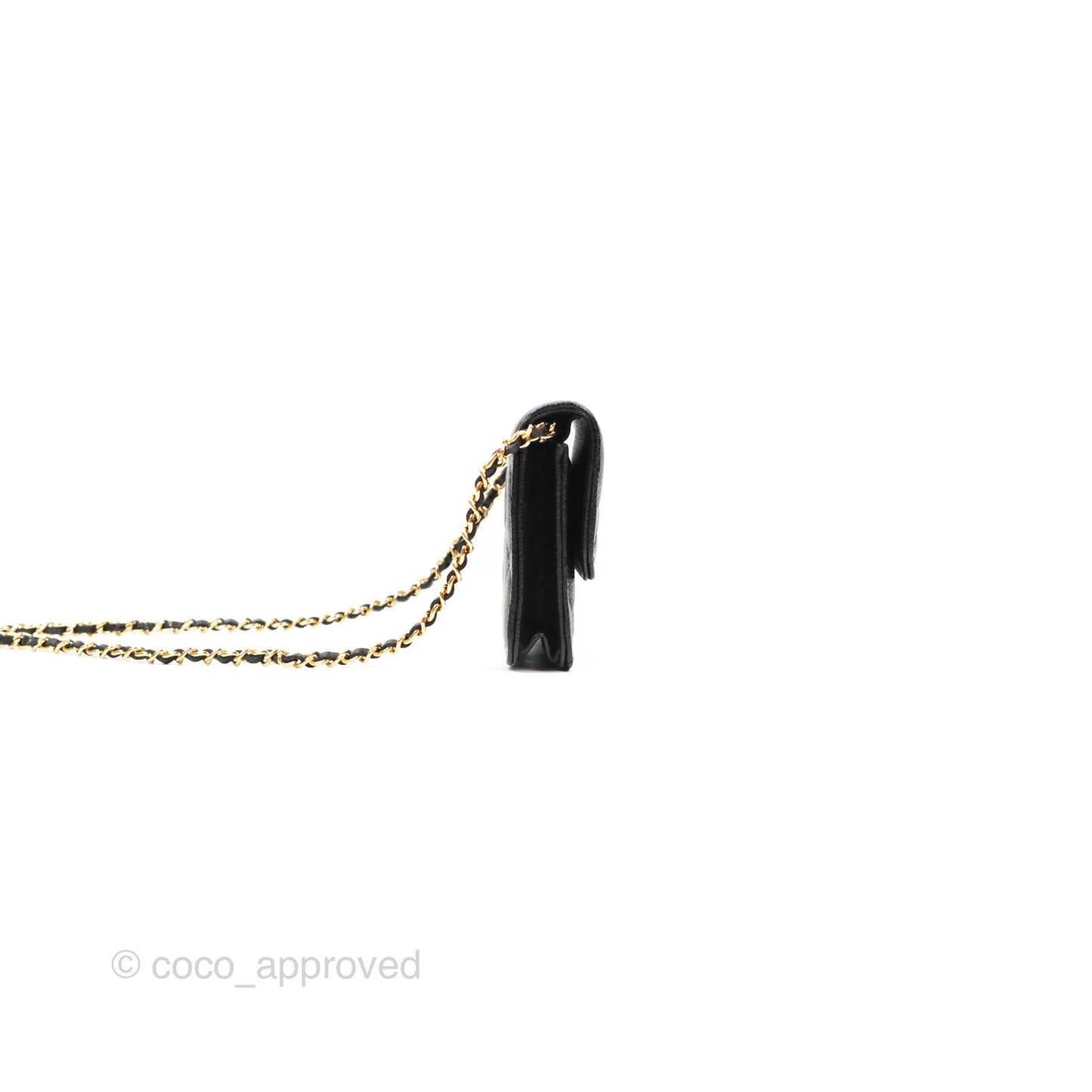 Chanel Miss Coco Clutch With Chain Quilted Black Caviar Gold Hardware