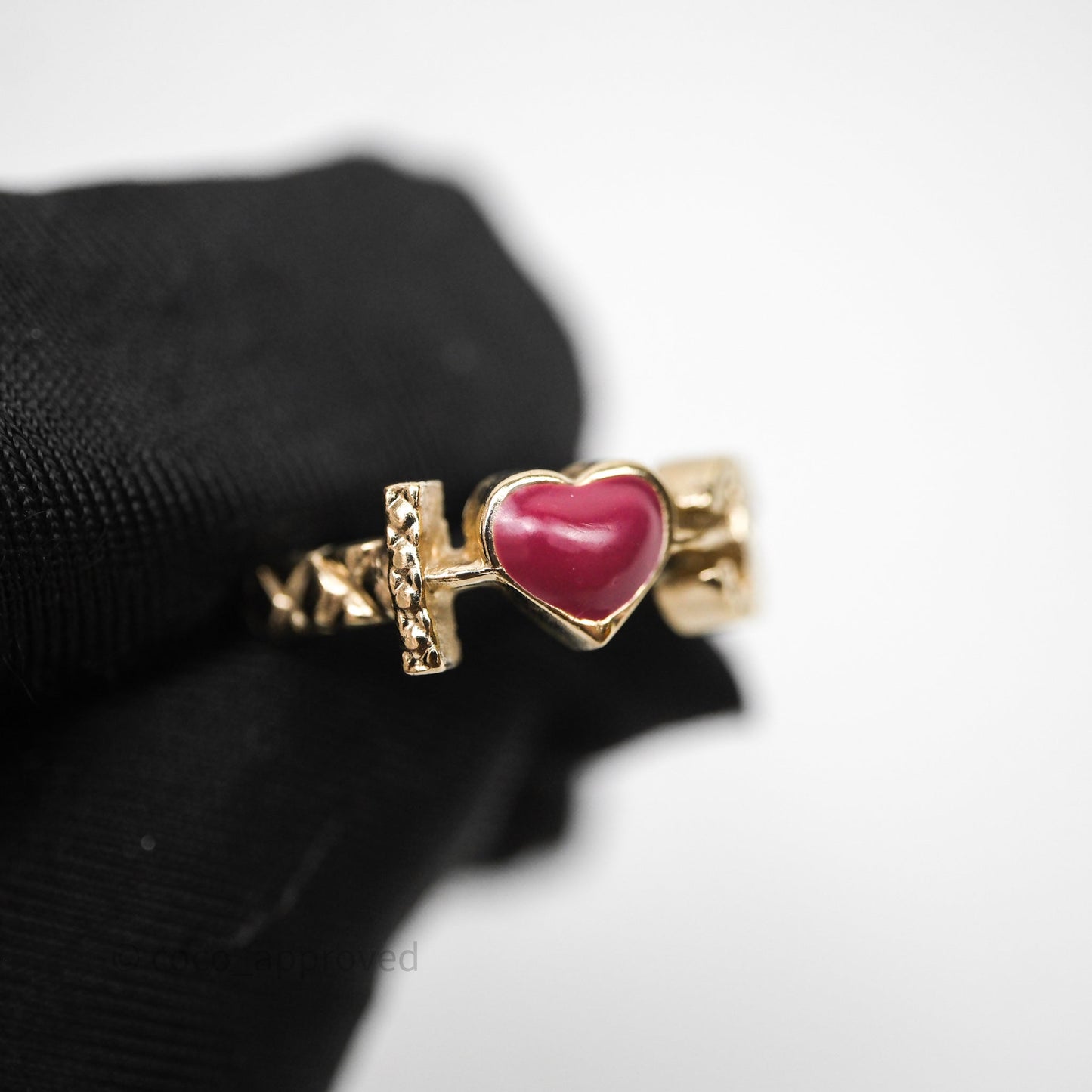 Chanel I Heart CC Logo Ring Gold Tone 17P