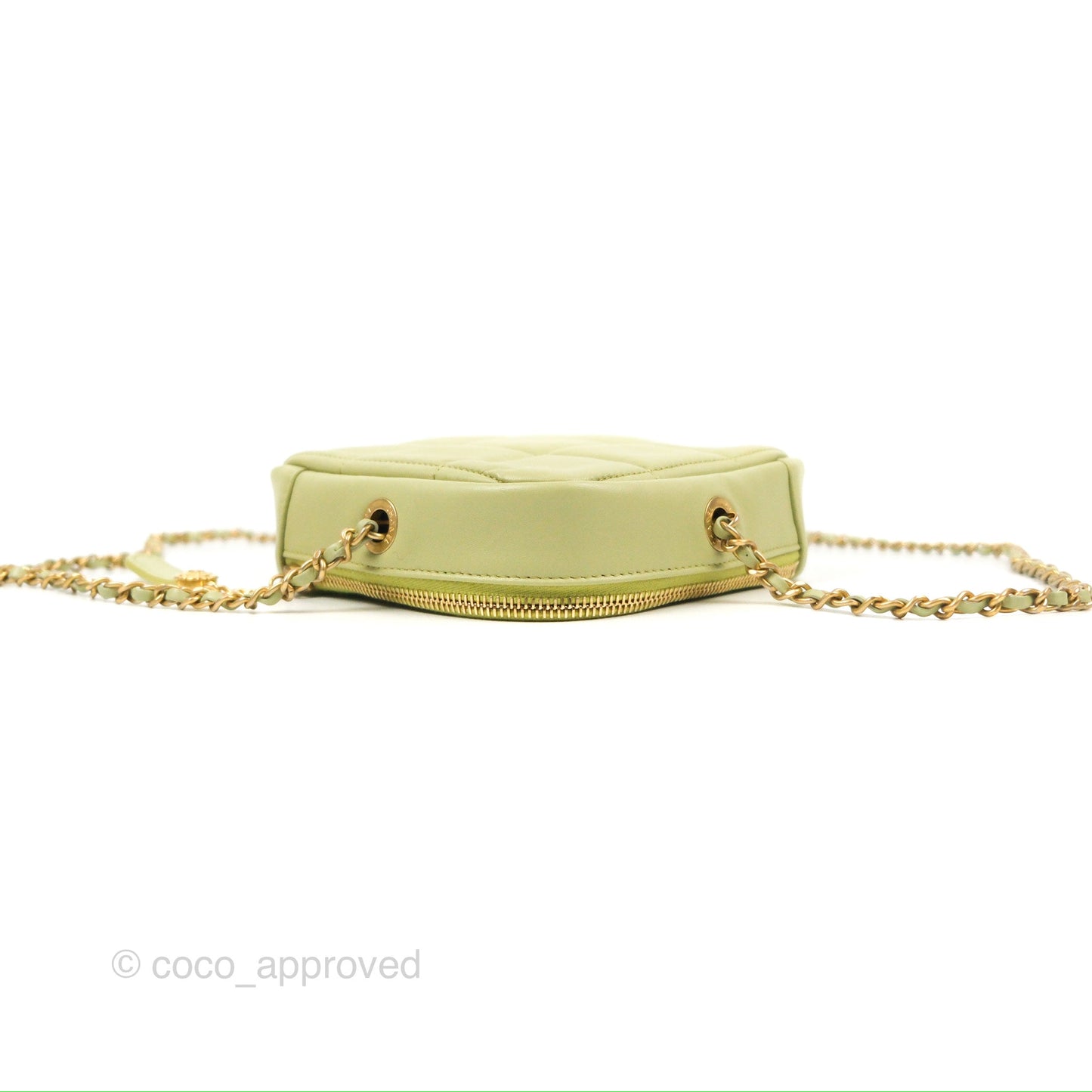 Chanel Small Quilted Diamond Cut Bag Green Lambskin Aged Gold Hardware
