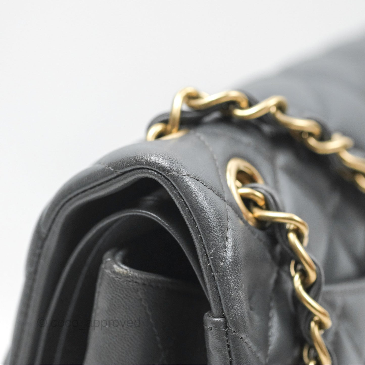 Chanel Jumbo Double Flap Dark Grey Lambskin Brushed Gold Hardware⁣⁣