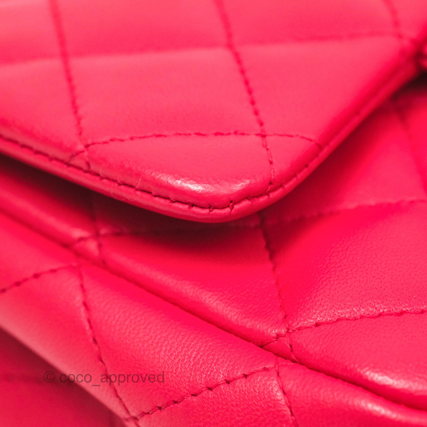 Chanel Mini Square Quilted Red Lambskin Gold Hardware