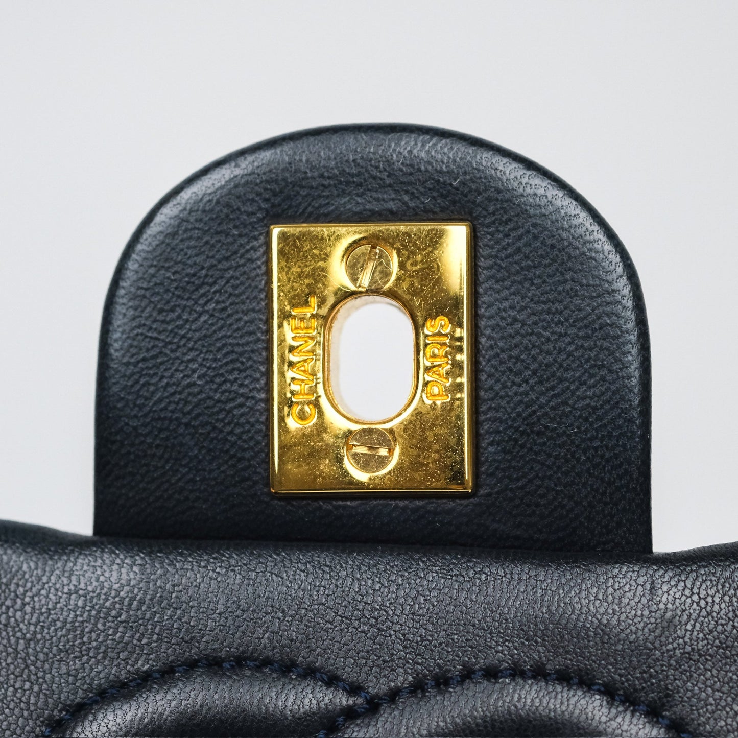 Chanel Vintage Mini Square Navy Lambskin 24K Gold Hardware
