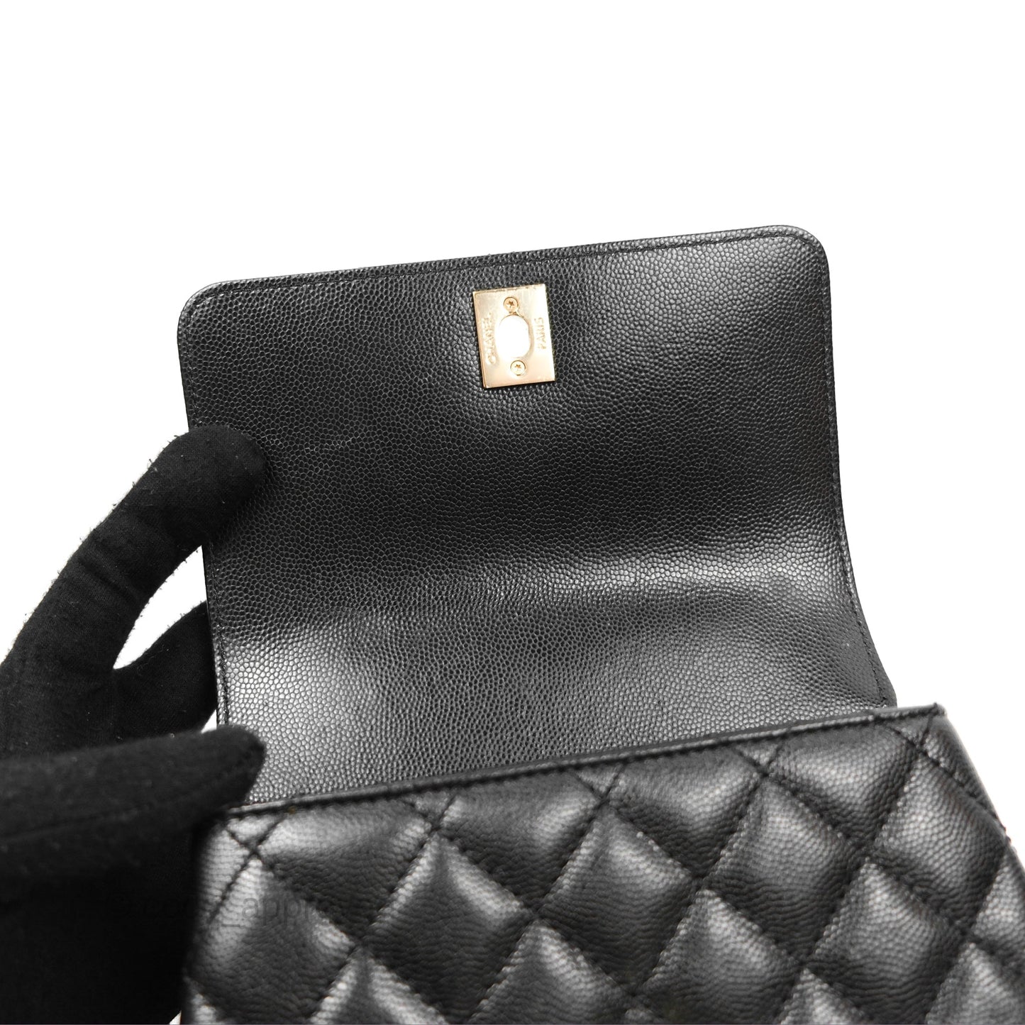 Chanel Mini Coco Handle Quilted Black Caviar Gold Hardware