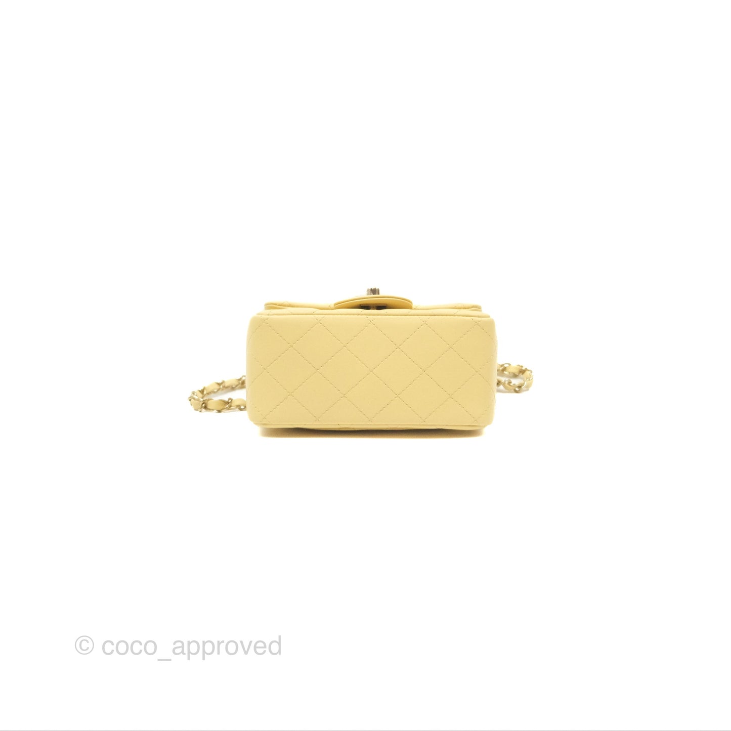 Chanel Mini Square Quilted Yellow Lambskin Gold Hardware