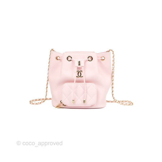 Chanel Business Affinity Drawstring Bucket Bag Light Pink Caviar Gold Hardware