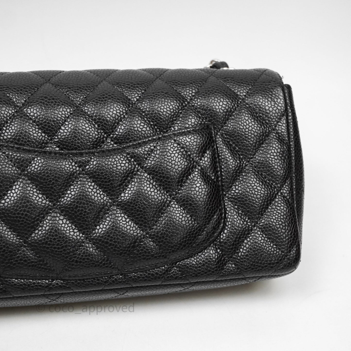 Chanel East West Flap Bag Black Caviar Silver Hardware