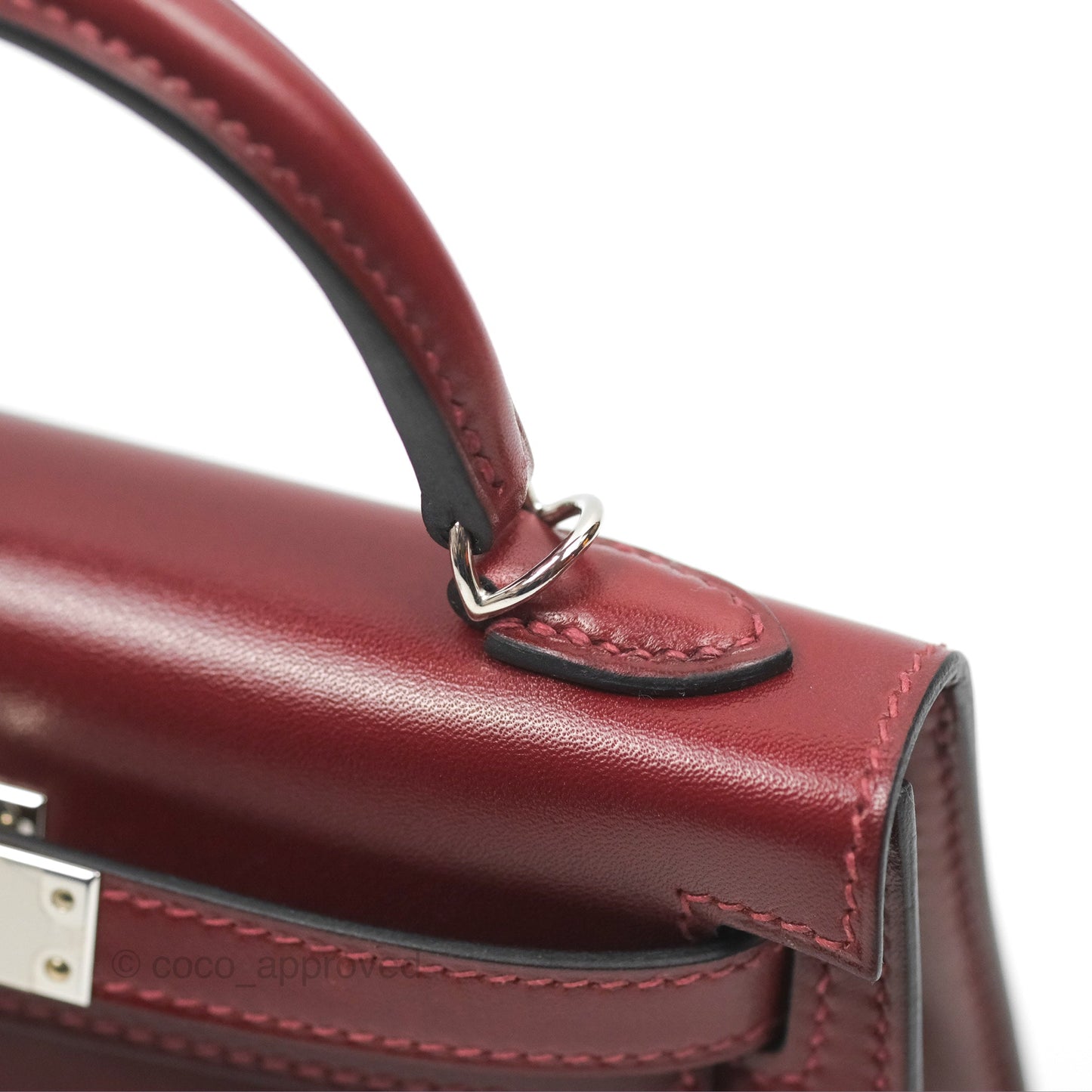 Hermès Mini Kelly II Sellier Rouge H Box Leather Palladium Hardware