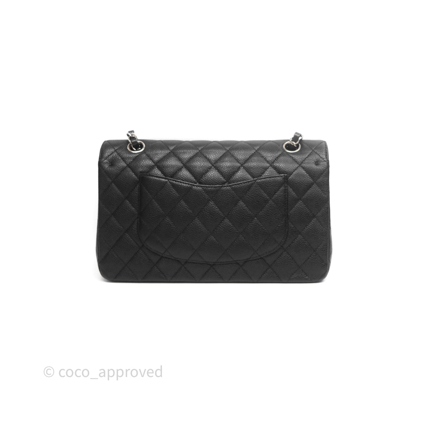 Chanel Classic M/L Medium Flap Quilted Black Caviar Silver Hardware