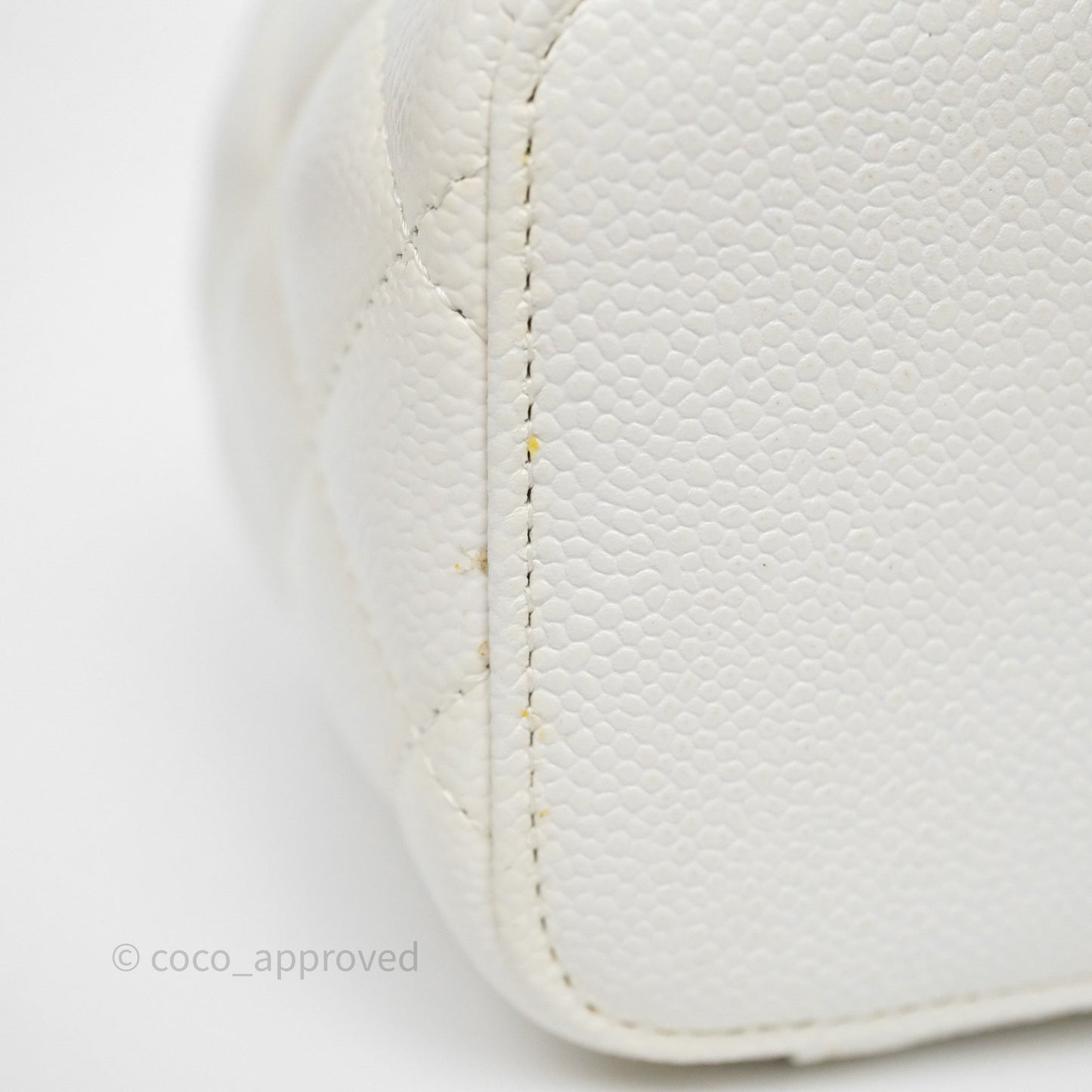 Chanel Logo Top Handle Vanity Rectangular White Caviar Aged Gold Hardware