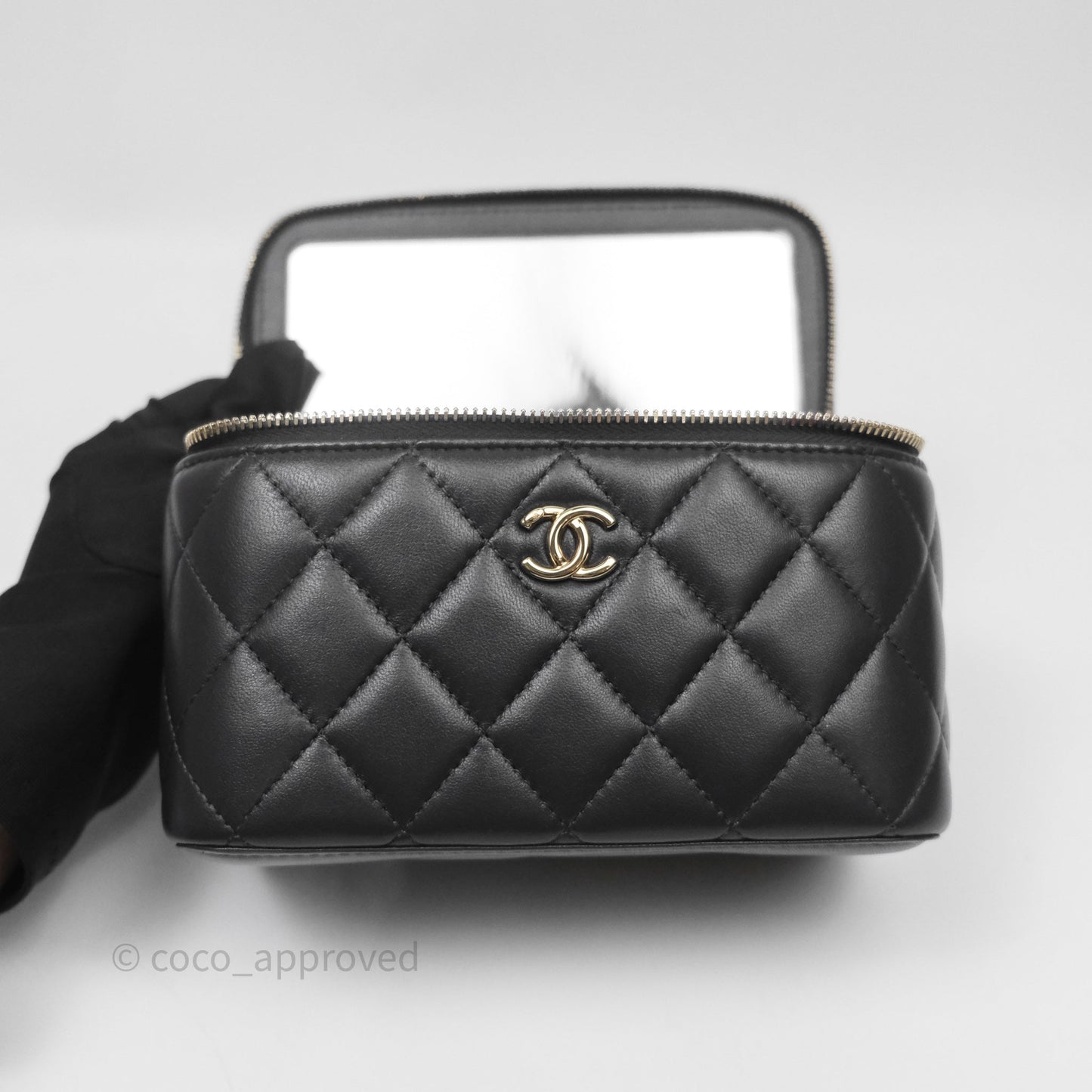 Chanel Trendy CC Vanity Rectangular Top Handle Dark Grey Lambskin Gold Hardware