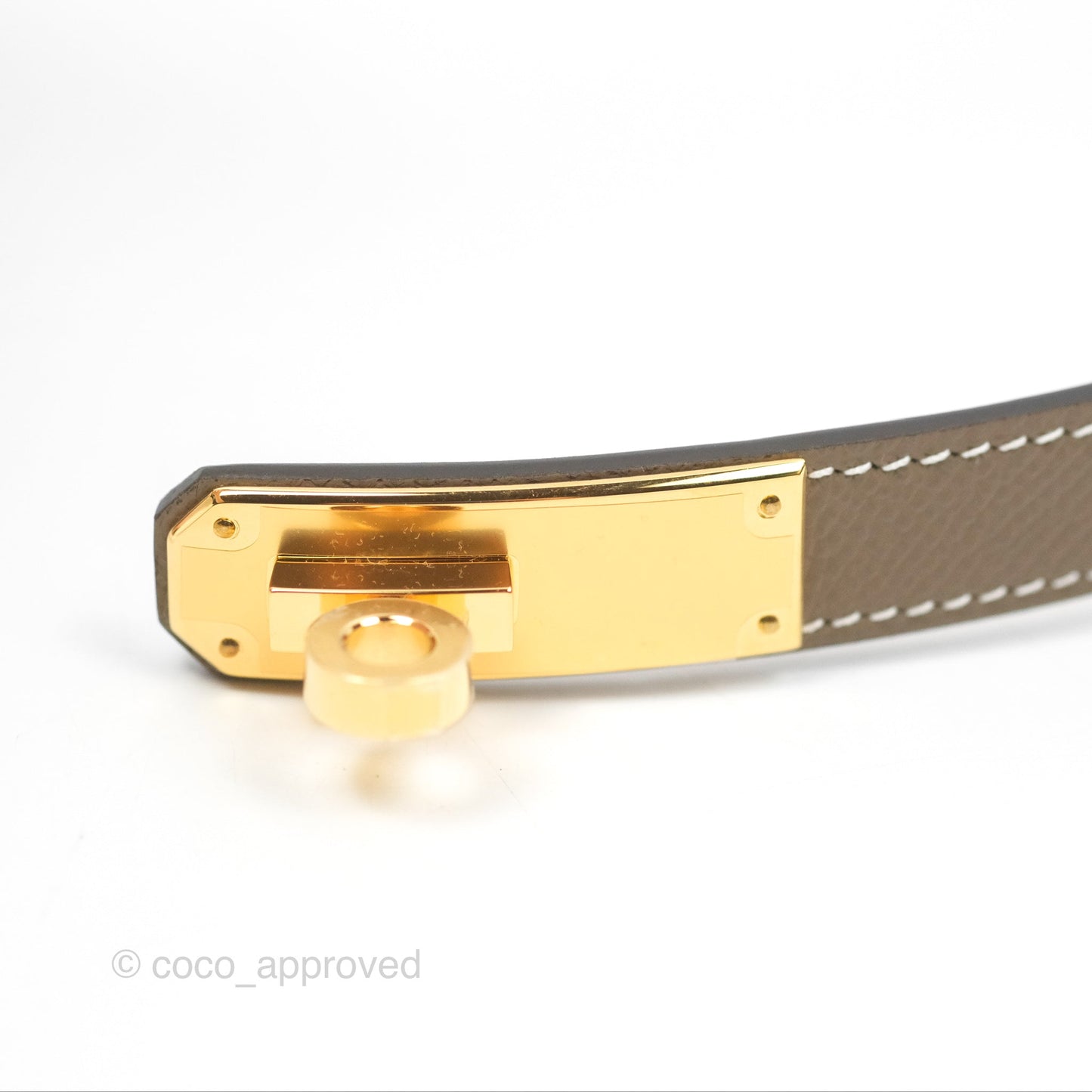 Hermès Epsom Kelly Buckle Belt Etoupe Gold Hardware