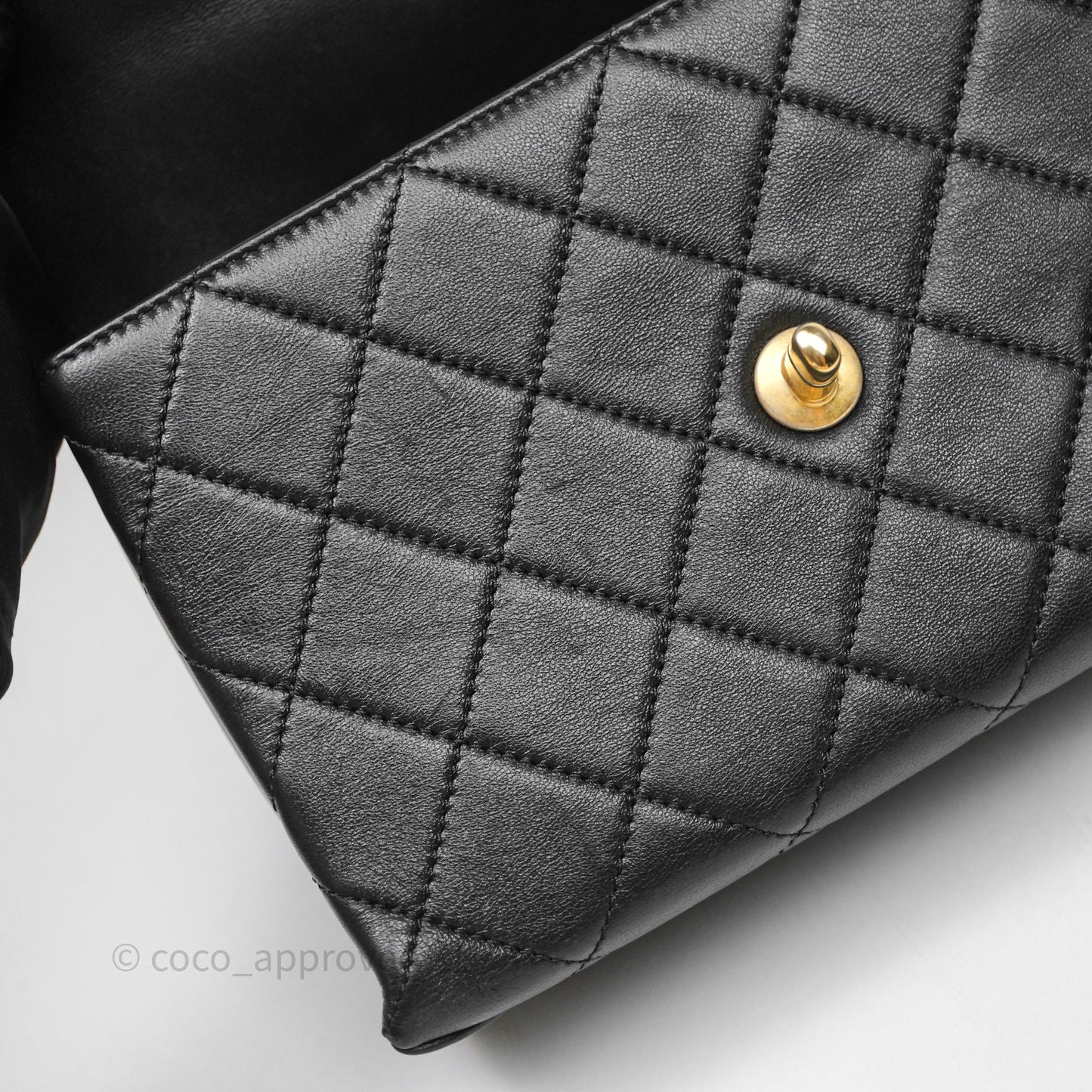 Chanel Trendy Spirit Top Handle Black Flap Bag Calfskin Gold Hardware
