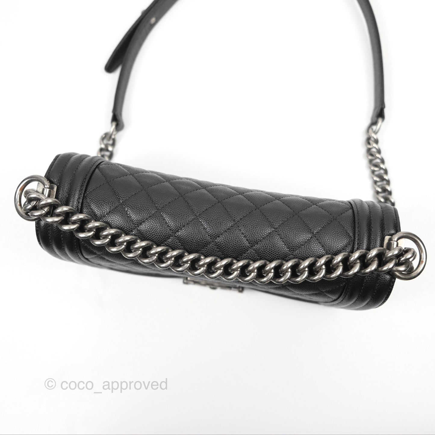 Chanel Quilted Medium Boy Black Caviar Ruthenium Hardware