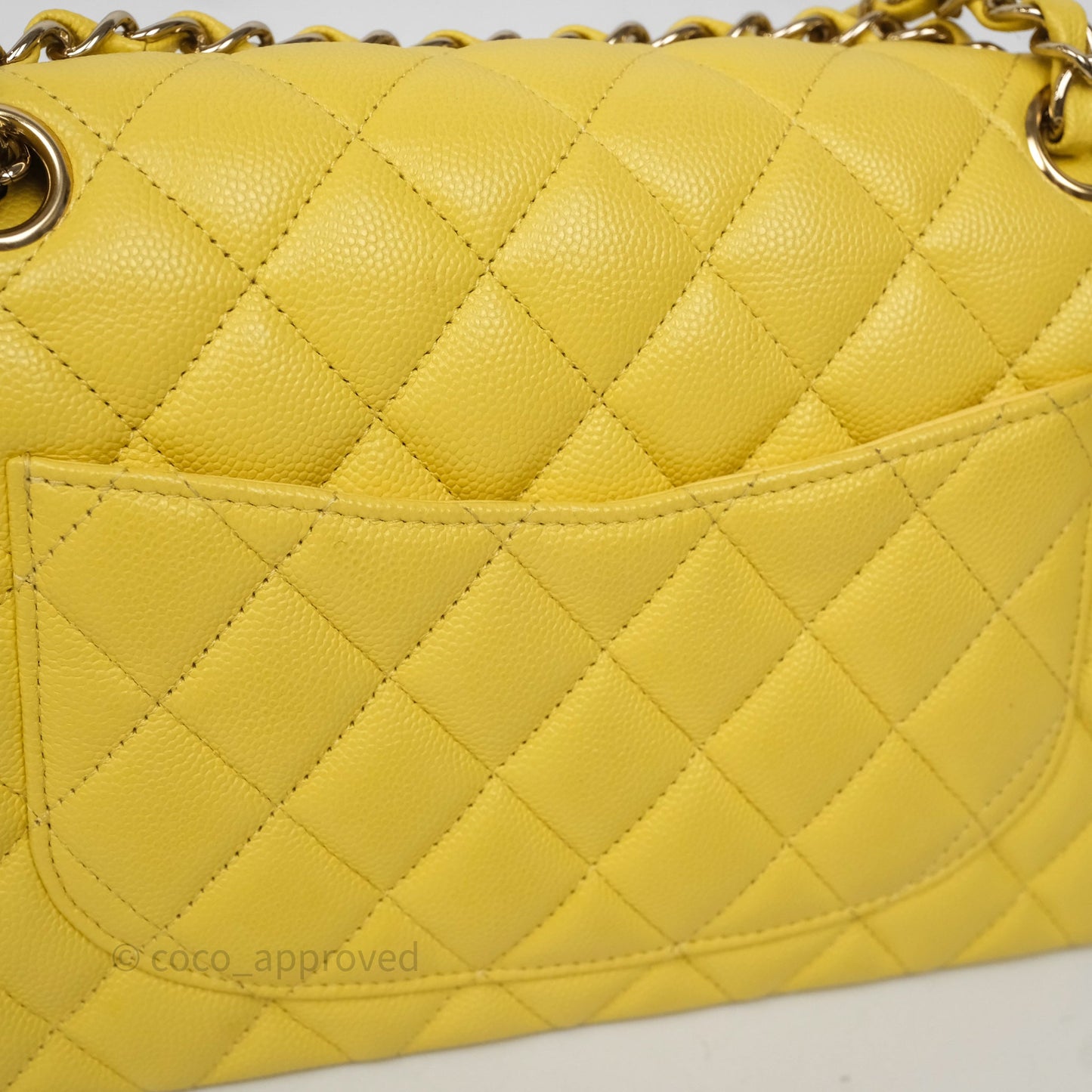 Chanel Small Classic Flap Quilted Yellow Caviar Gold Hardware
