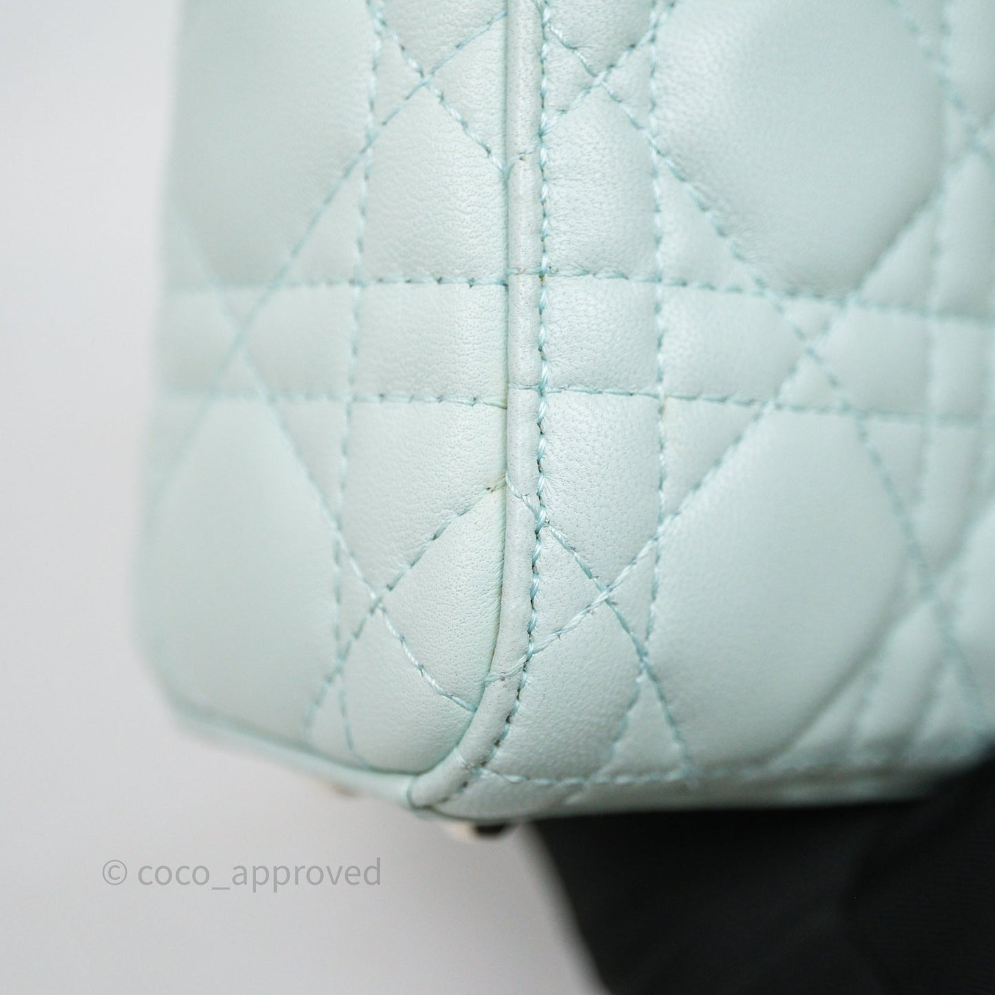 Christian Dior Mirco Lady Dior Cannage Calfskin Light Green Matte