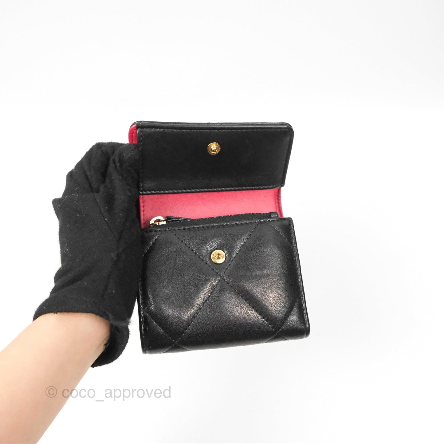 Chanel 19 Short Flap Wallet Black Lambskin