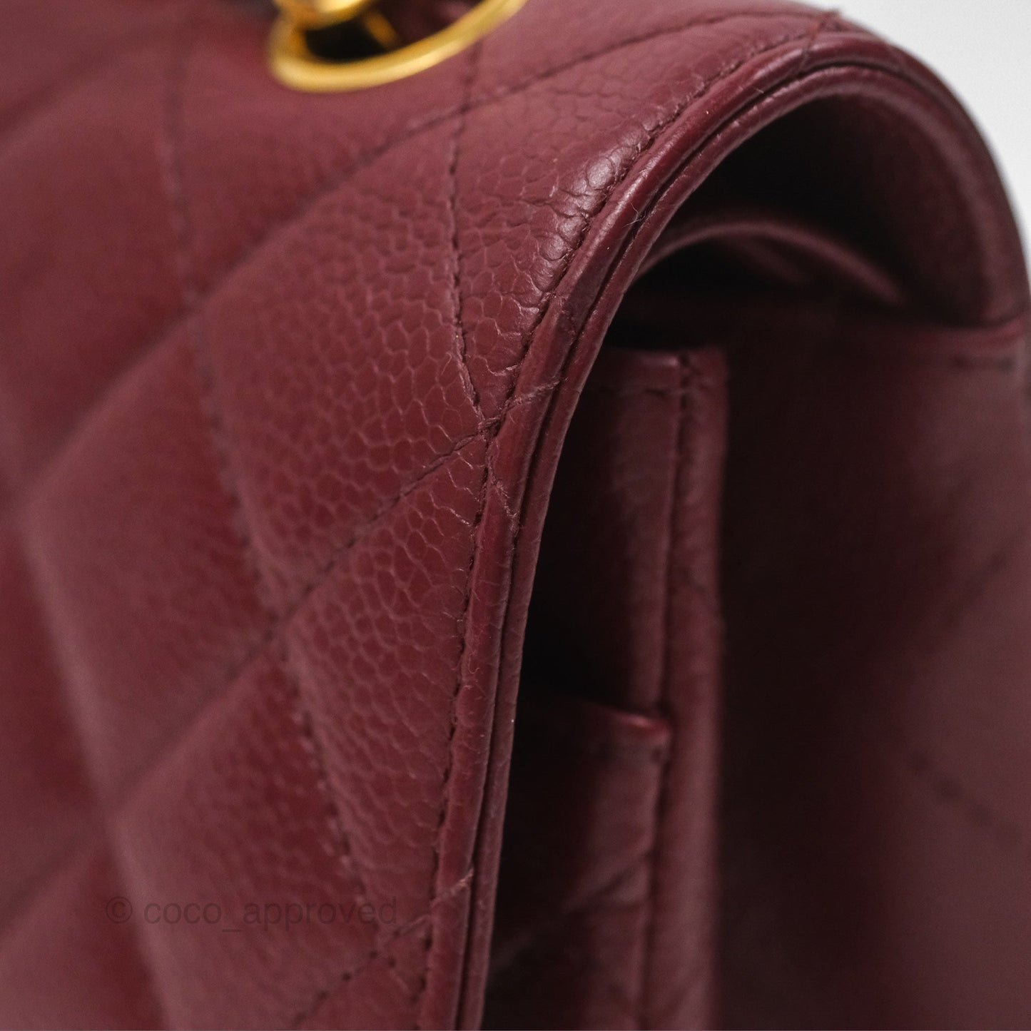 Chanel Vintage Classic Small S/M Flap Burgundy Caviar 24K Gold Hardware