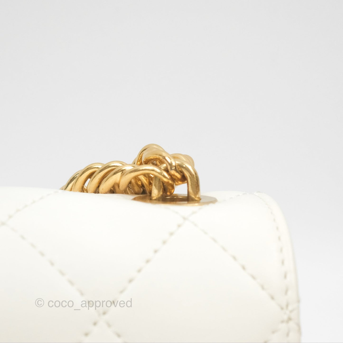 Chanel Mini Flap Bag with Enamel Charm Chain White Lambskin Gold Hardware