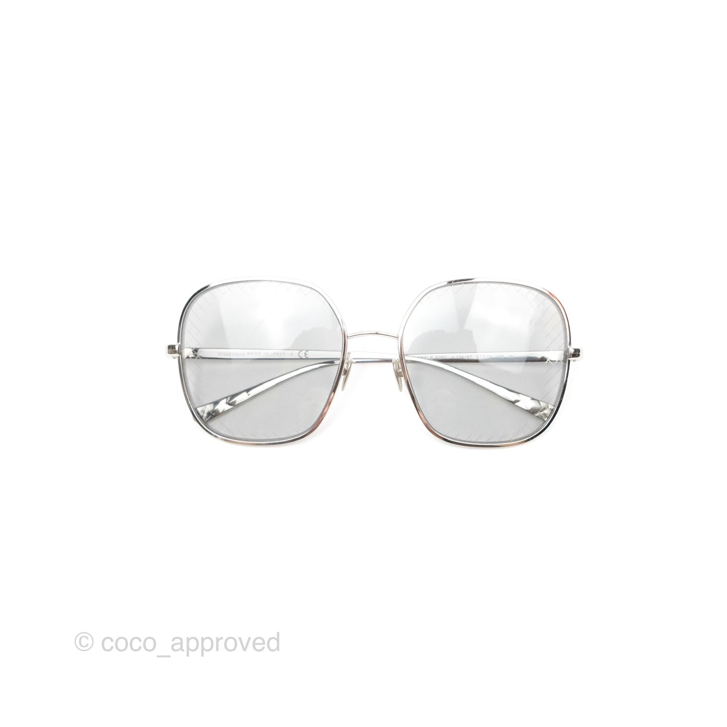 Chanel Gradient Lenses Square Sunglasses Silver Tone